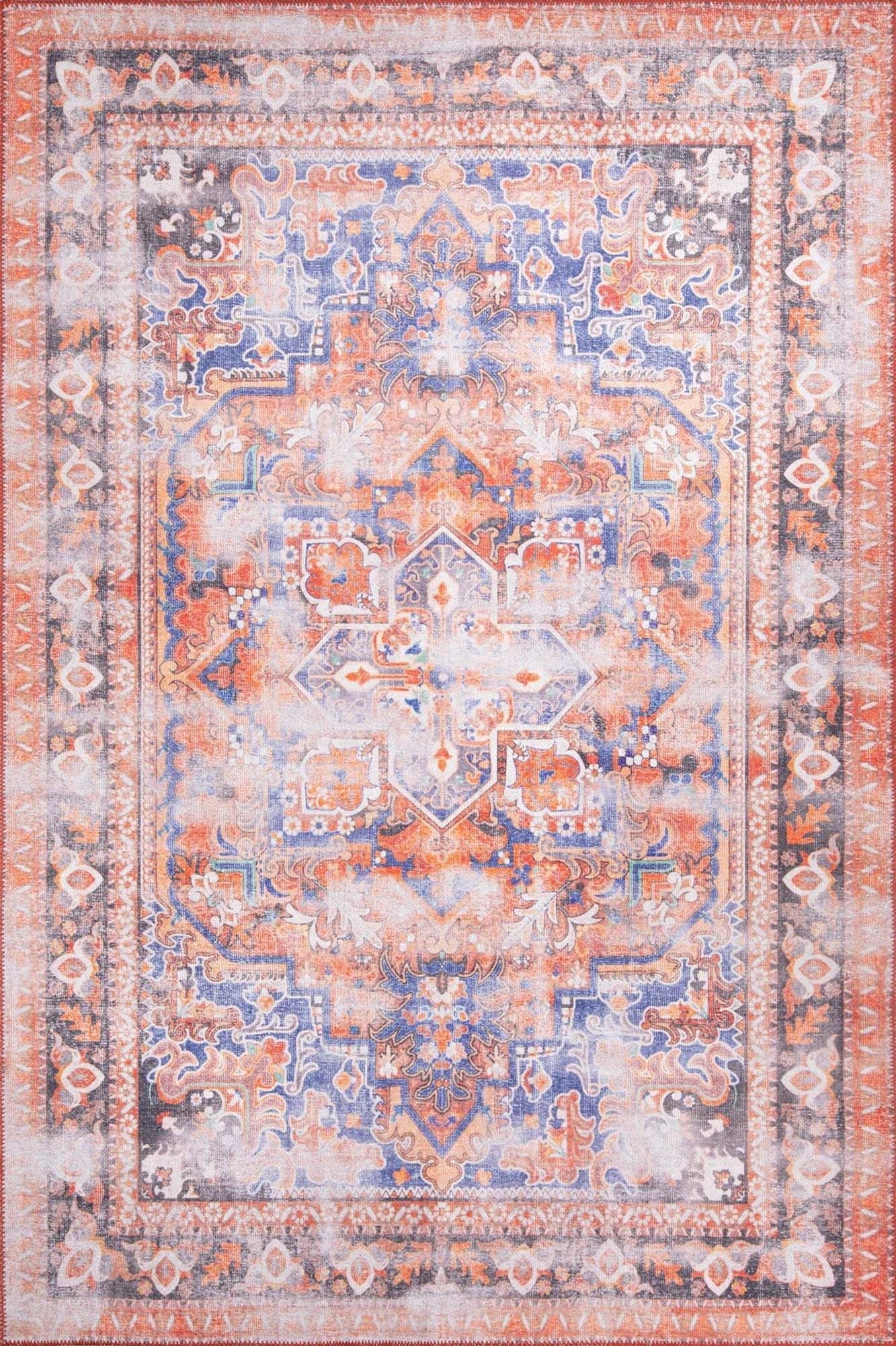 Afra Oriental Orange and Blue Faded rug