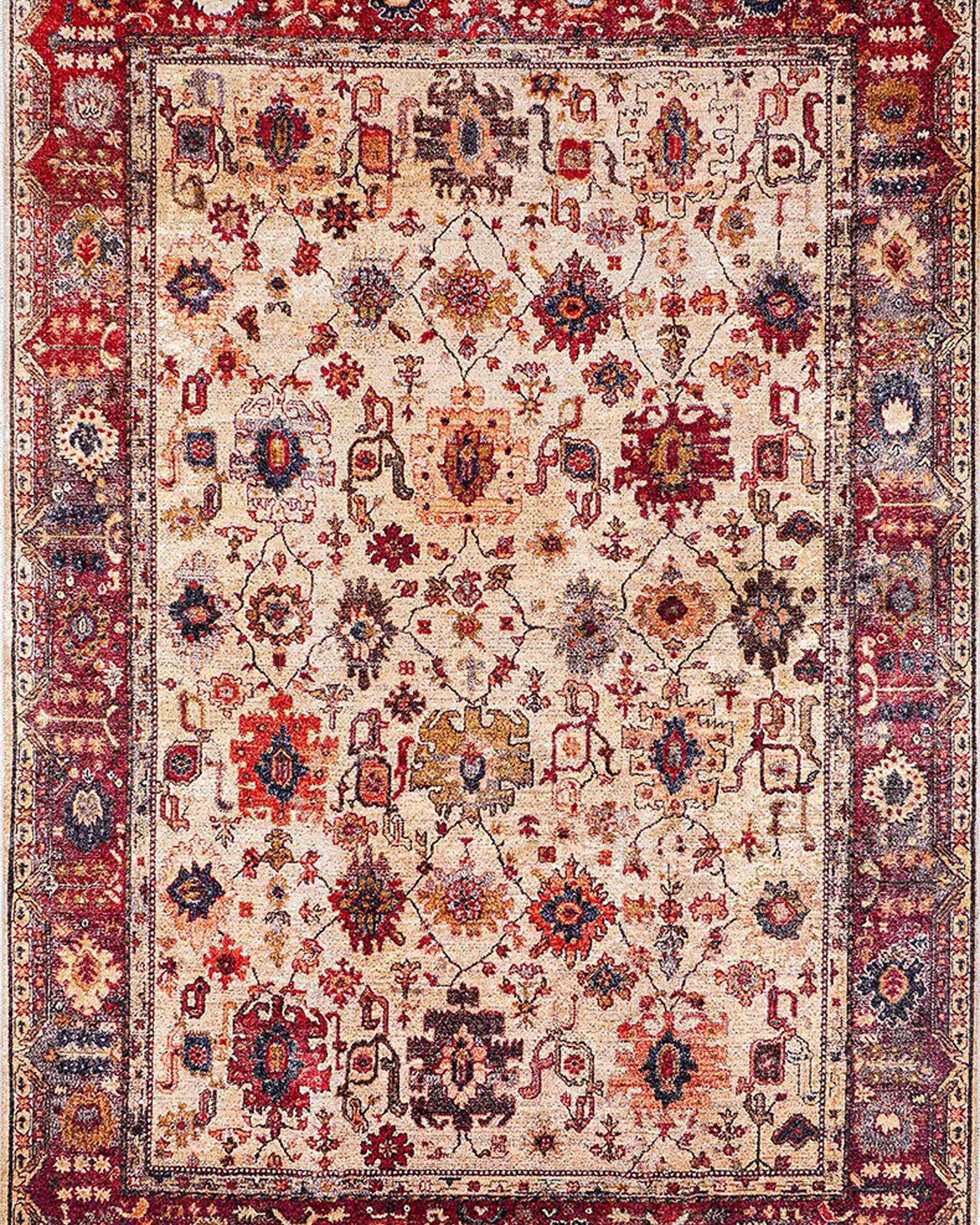 Afra Turkish Oushak Red Beige Rug
