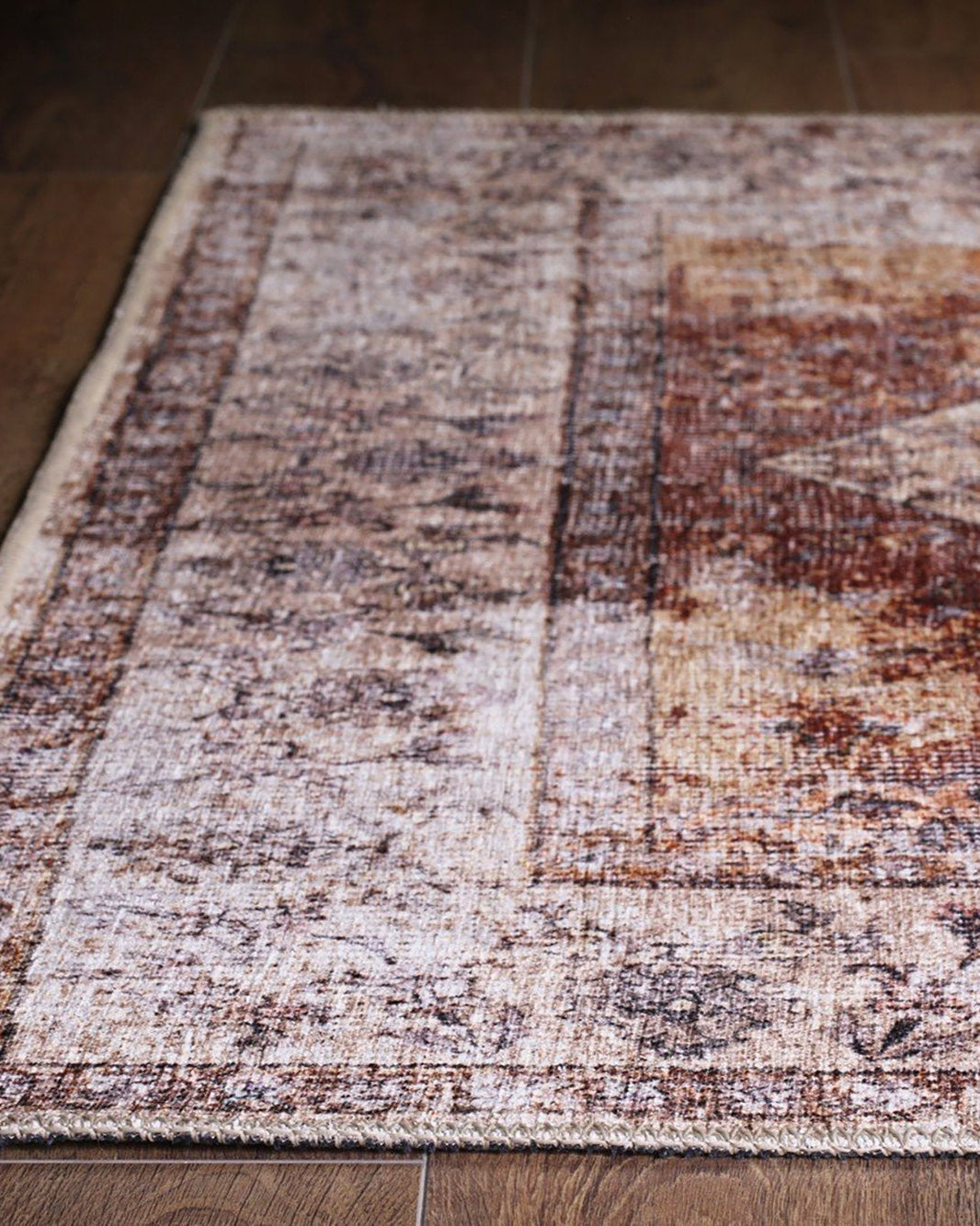 Aisha Oriental Distressed Red and Beige Rug