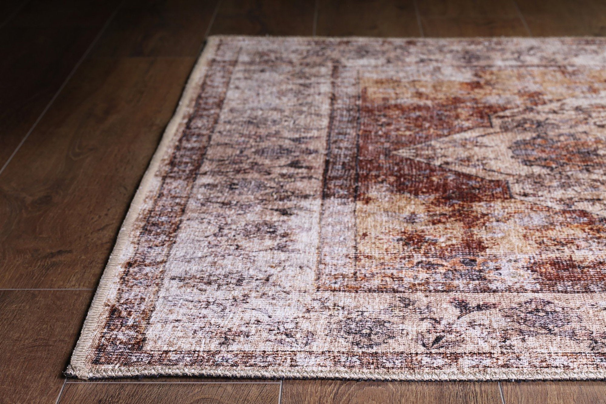 Aisha Oriental Distressed Red and Beige Rug