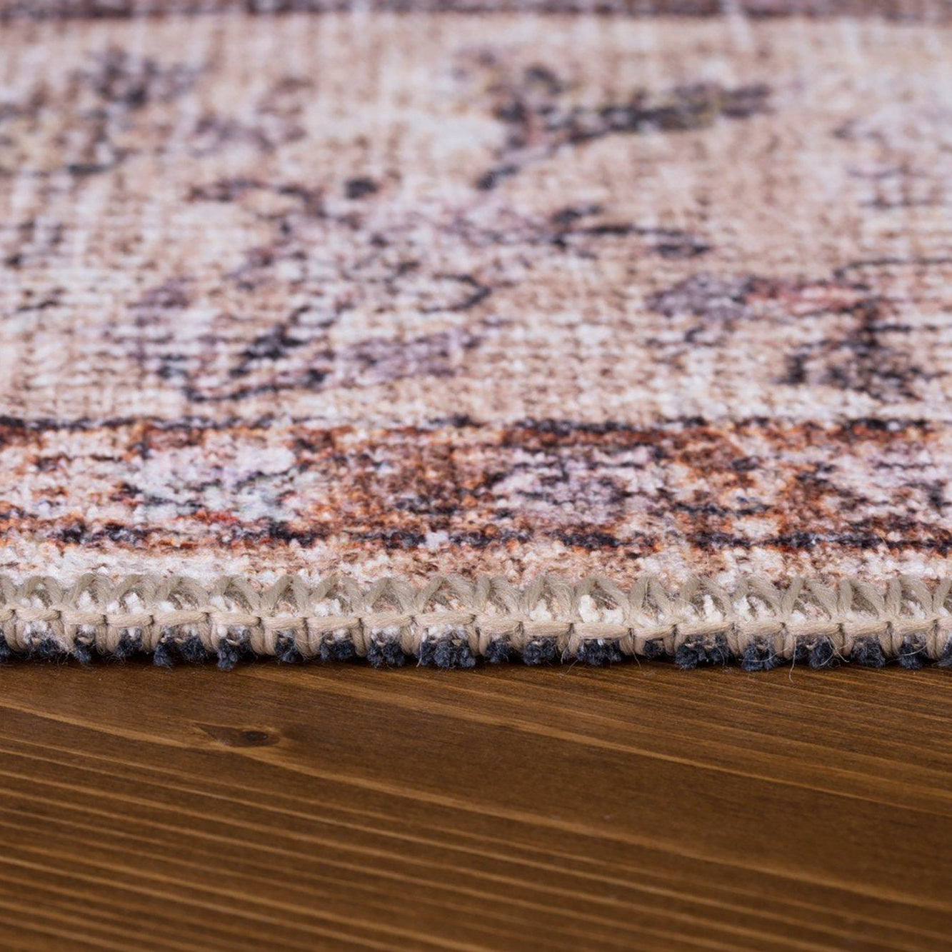 Aisha Oriental Distressed Red and Beige Rug