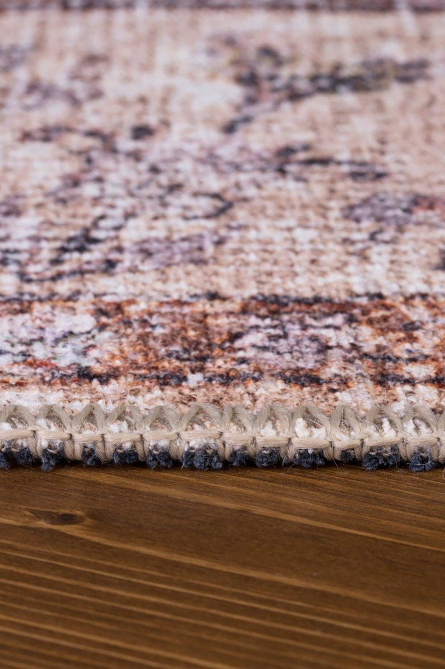 Aisha Oriental Distressed Red and Beige Rug