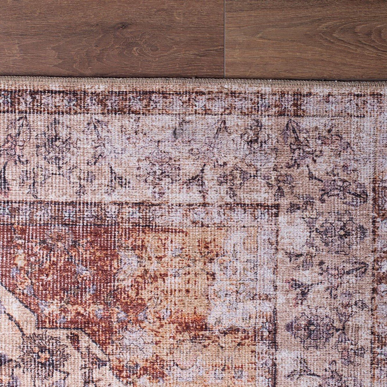 Aisha Oriental Distressed Red and Beige Rug