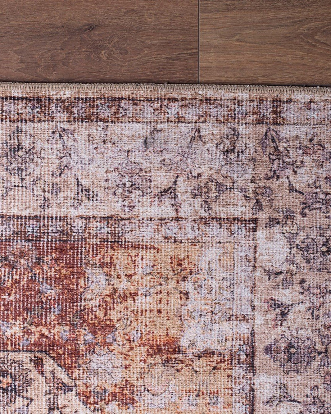 Aisha Oriental Distressed Red and Beige Rug