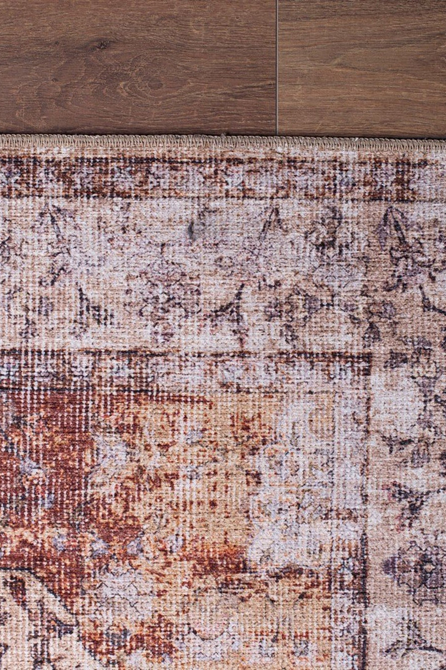 Aisha Oriental Distressed Red and Beige Rug