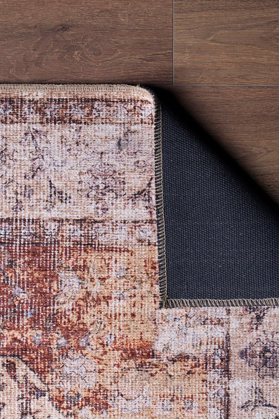 Aisha Oriental Distressed Red and Beige Rug