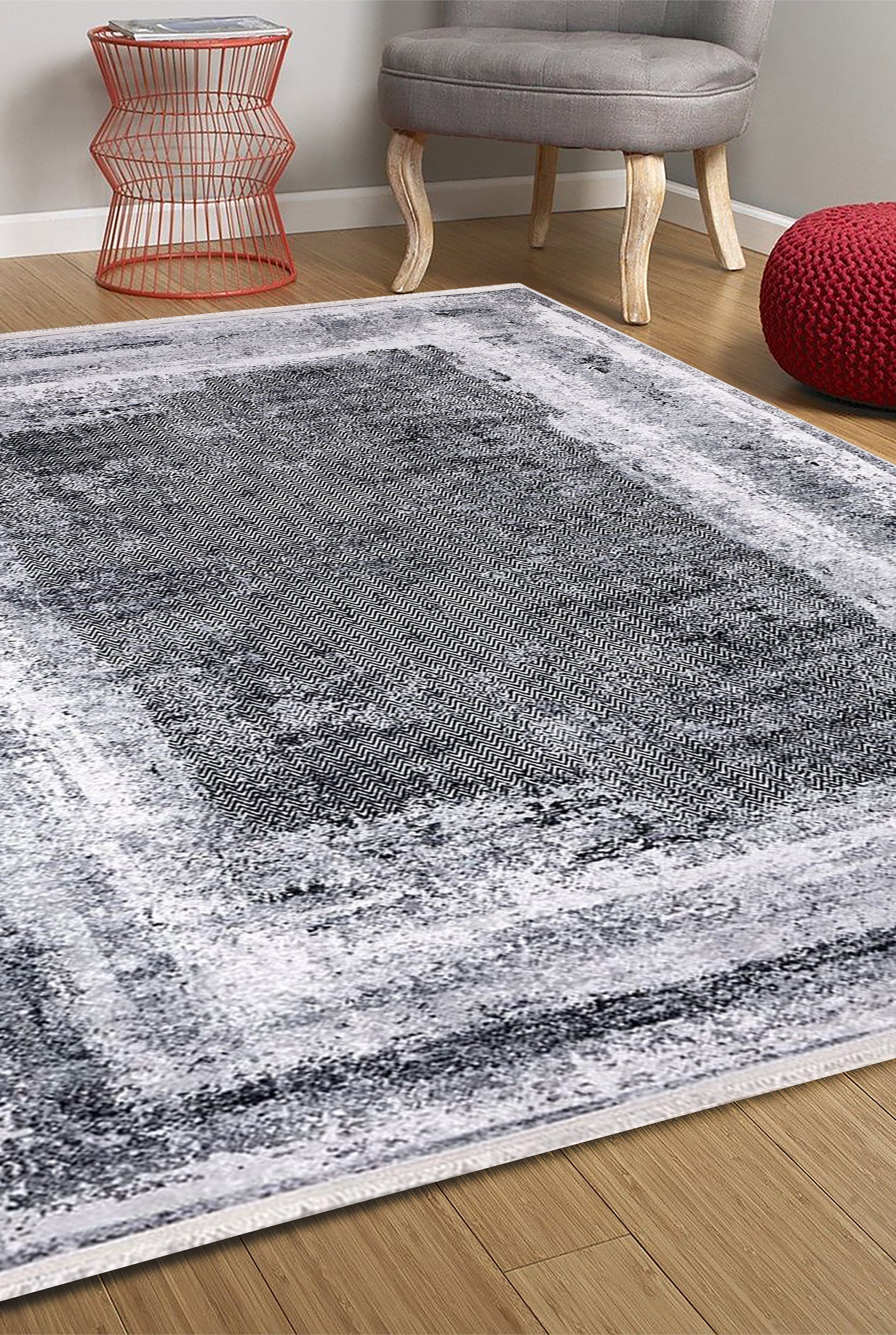 Alae Abstract Distressed Neutral Gray Rug