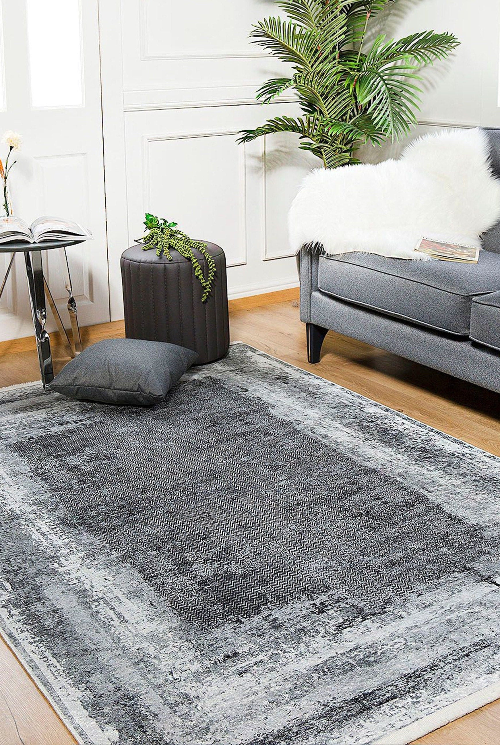 Alae Abstract Distressed Neutral Gray Rug