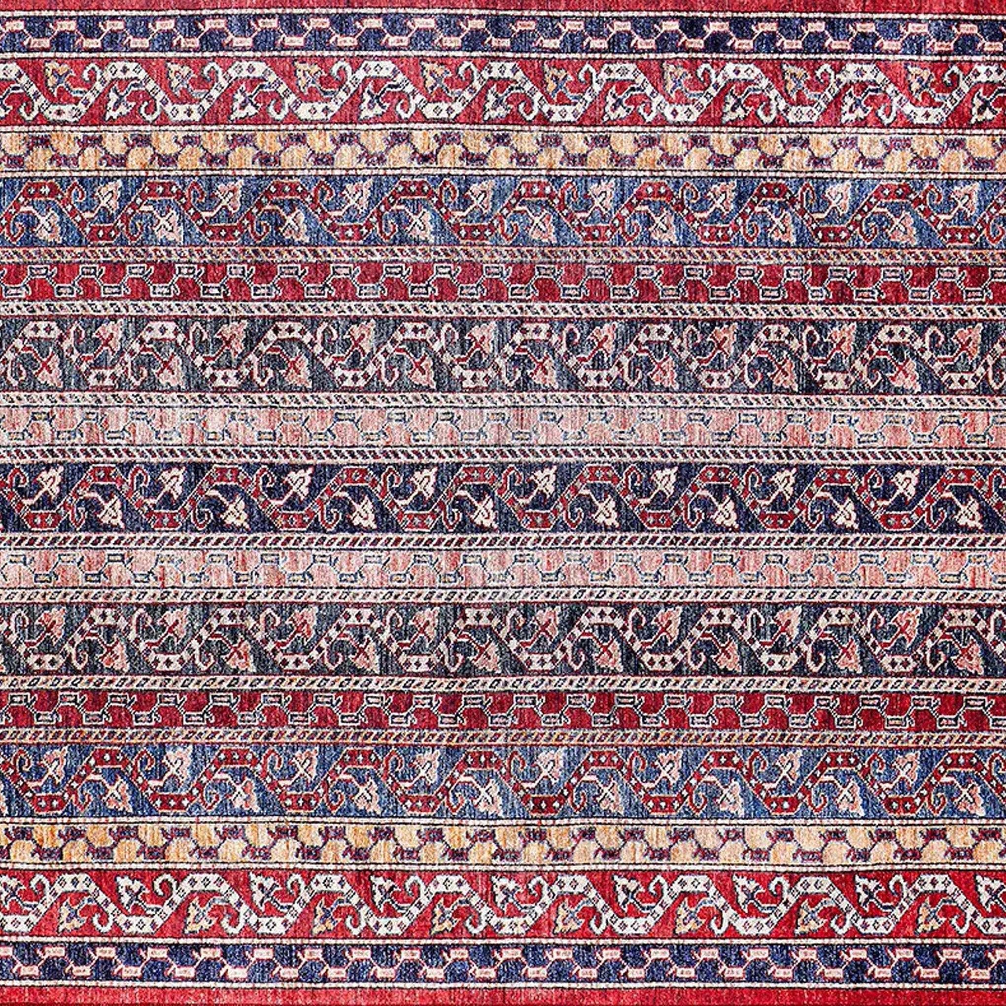 Alaska Red Turkish Kilim Striped Rug