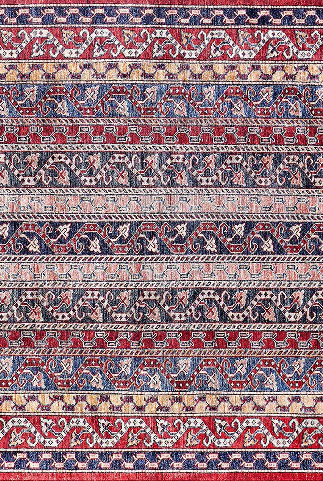 Alaska Red Turkish Kilim Striped Rug