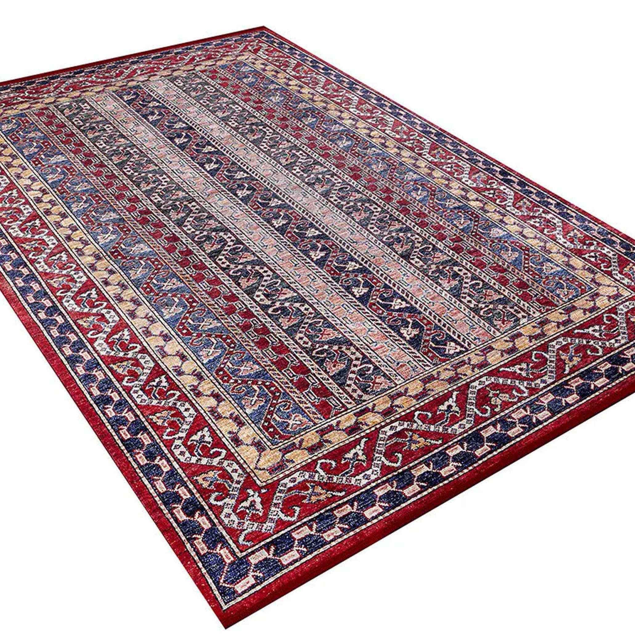 Alaska Red Turkish Kilim Striped Rug