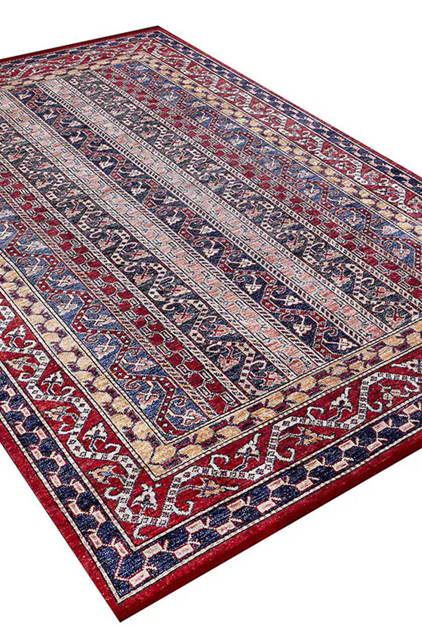 Alaska Red Turkish Kilim Striped Rug