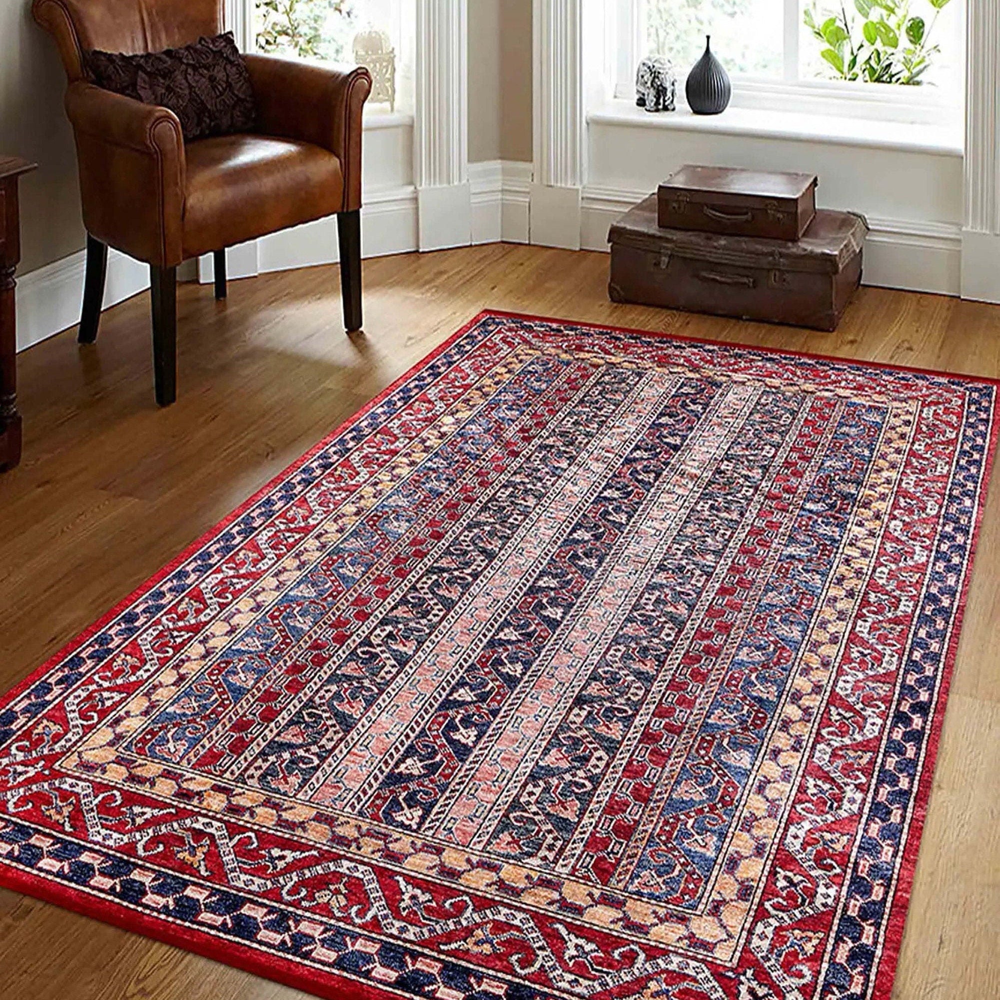 Alaska Red Turkish Kilim Striped Rug