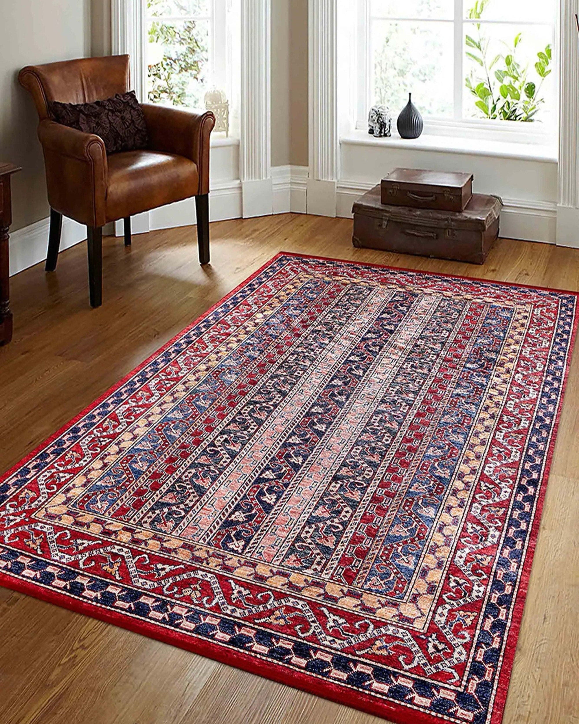 Alaska Red Turkish Kilim Striped Rug