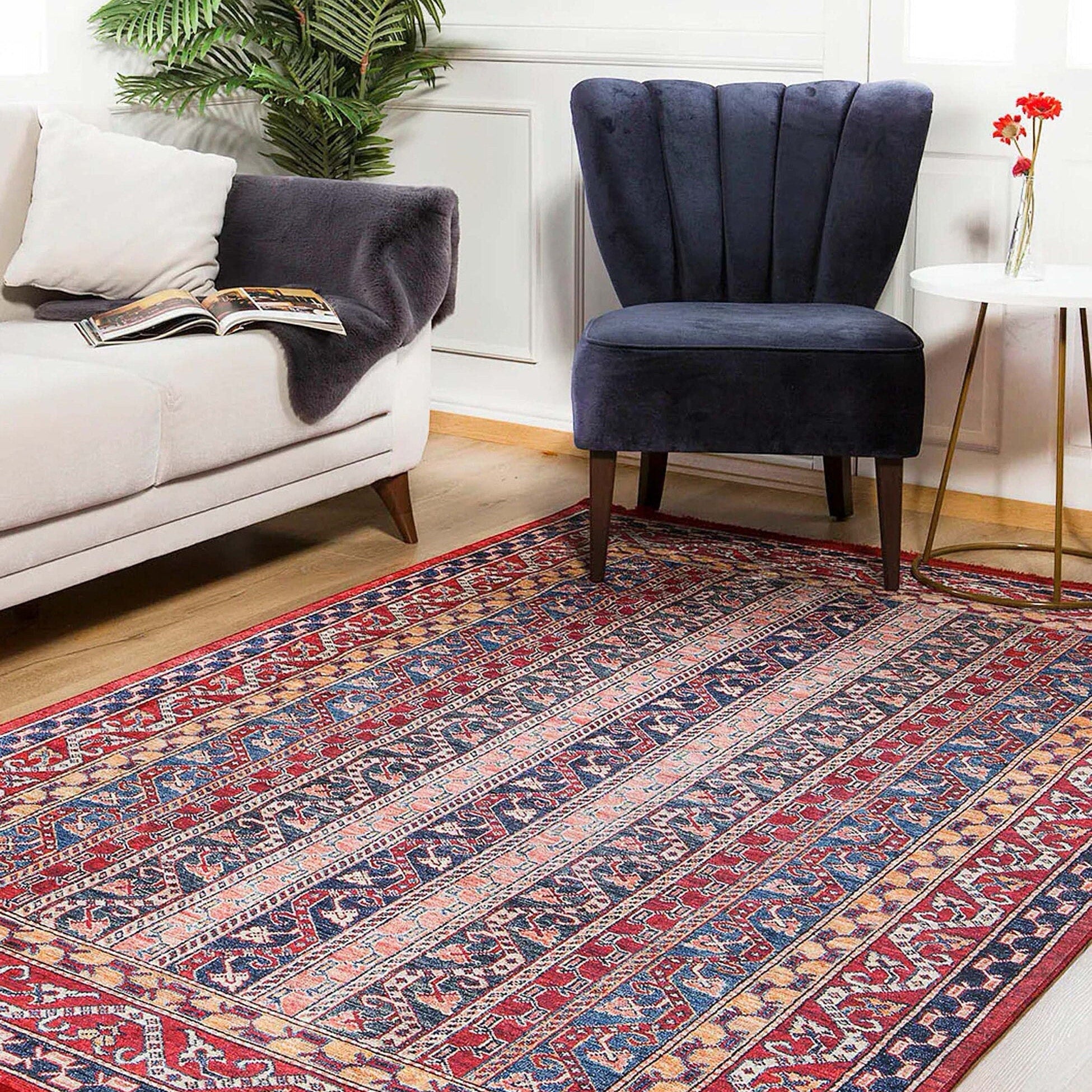 Alaska Red Turkish Kilim Striped Rug