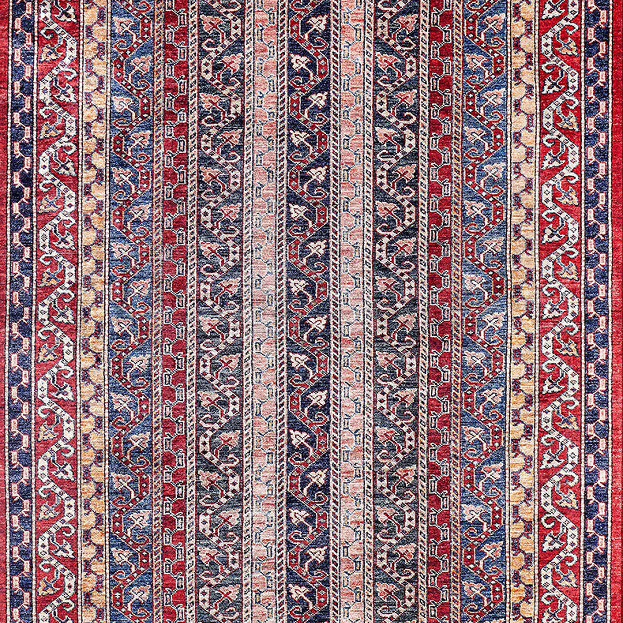 Alaska Red Turkish Kilim Striped Rug