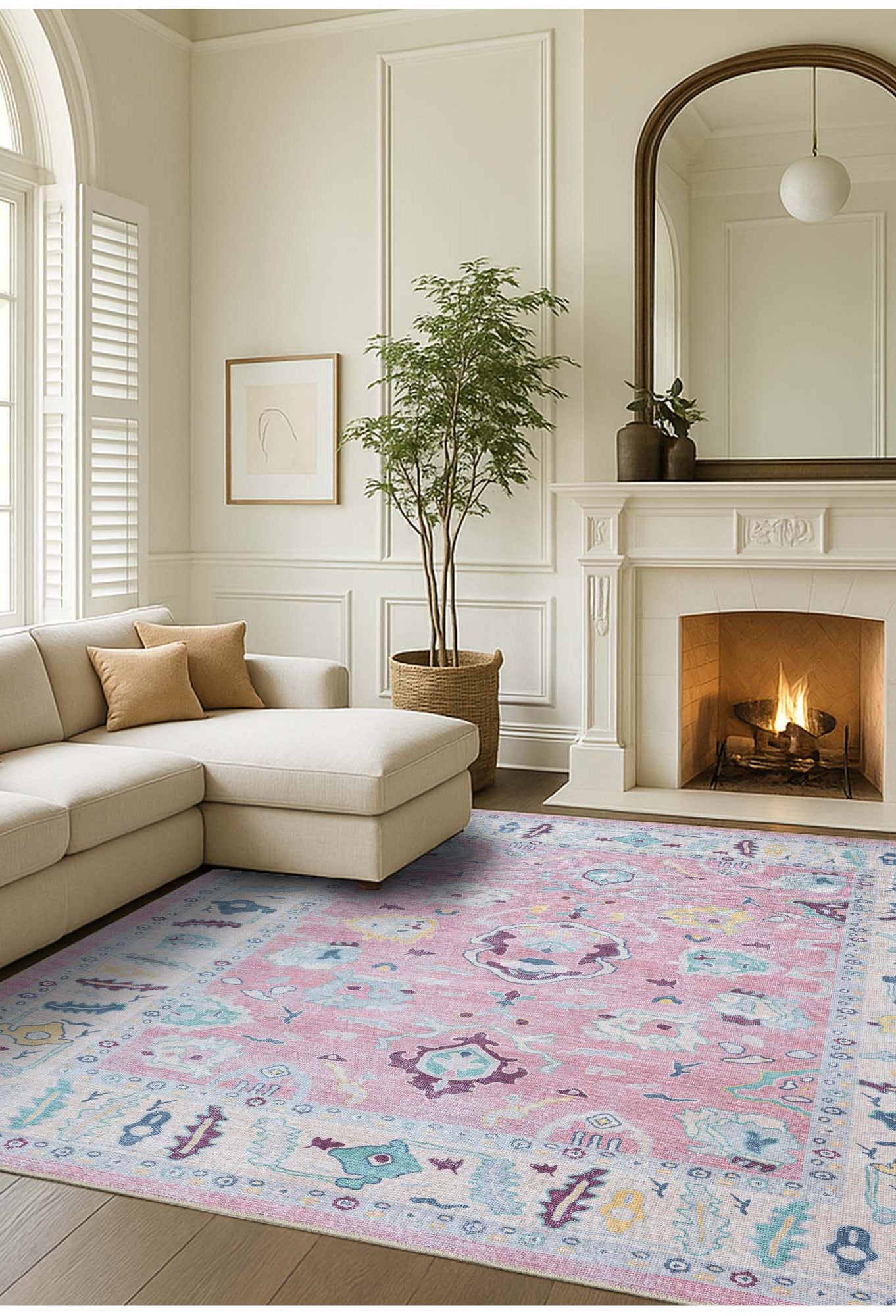 Alice Pale Pink Modern Oushak Rug