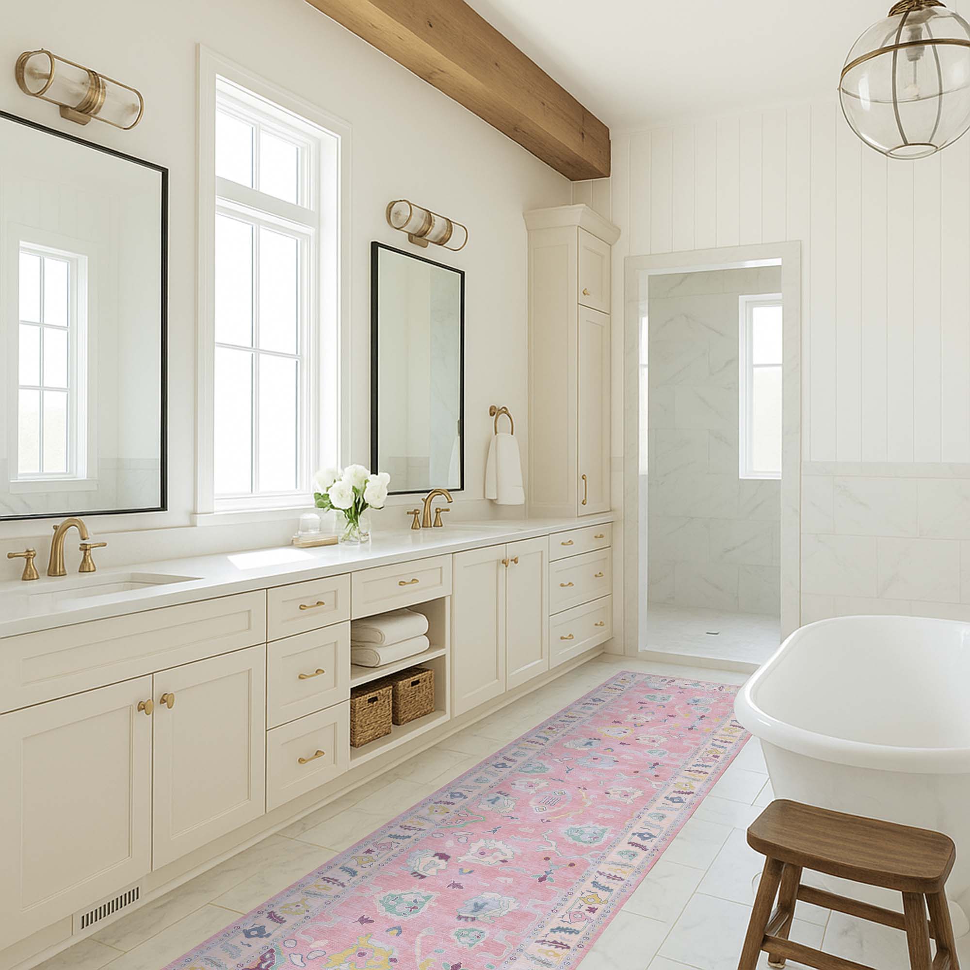 Alice Pale Pink Modern Oushak Rug