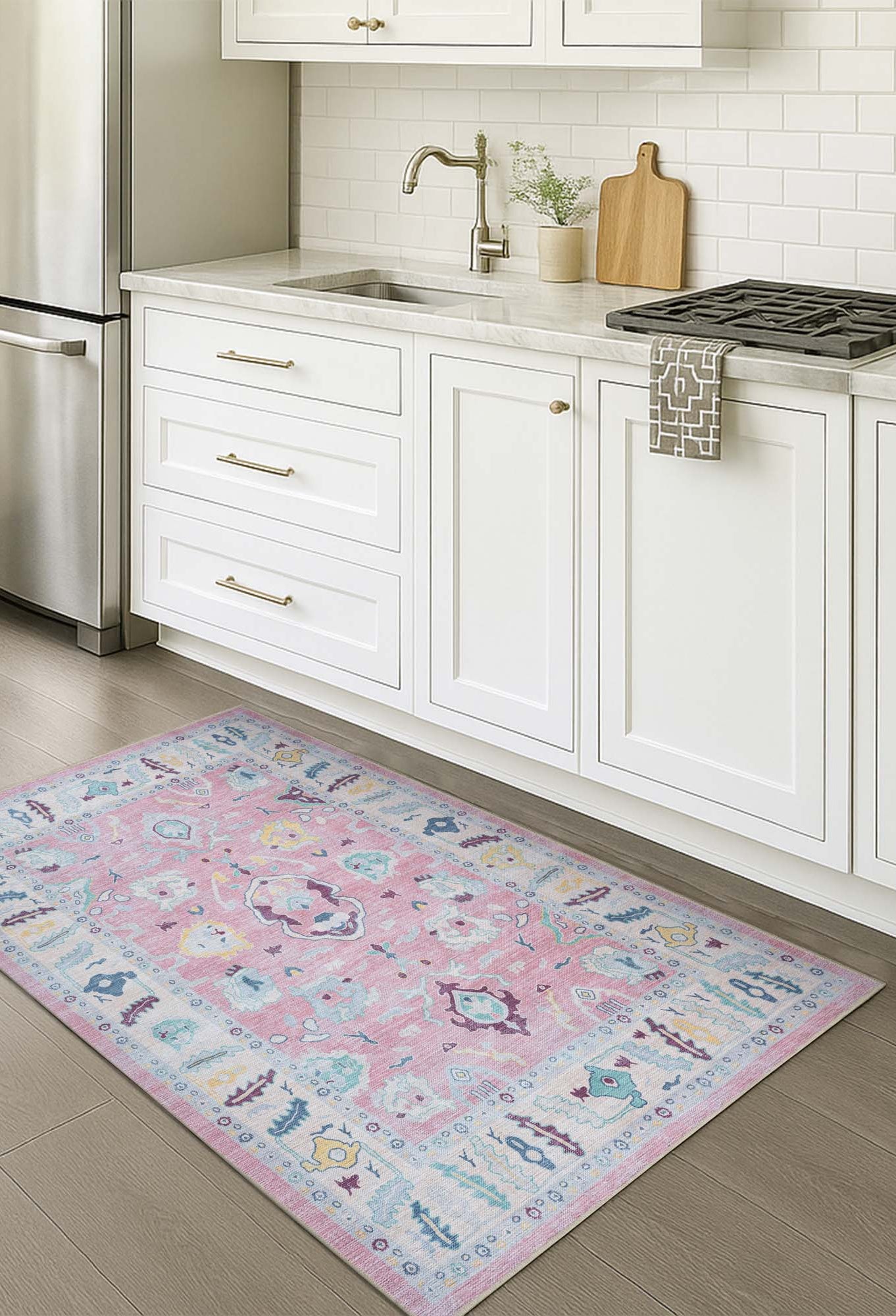 Alice Pale Pink Modern Oushak Rug
