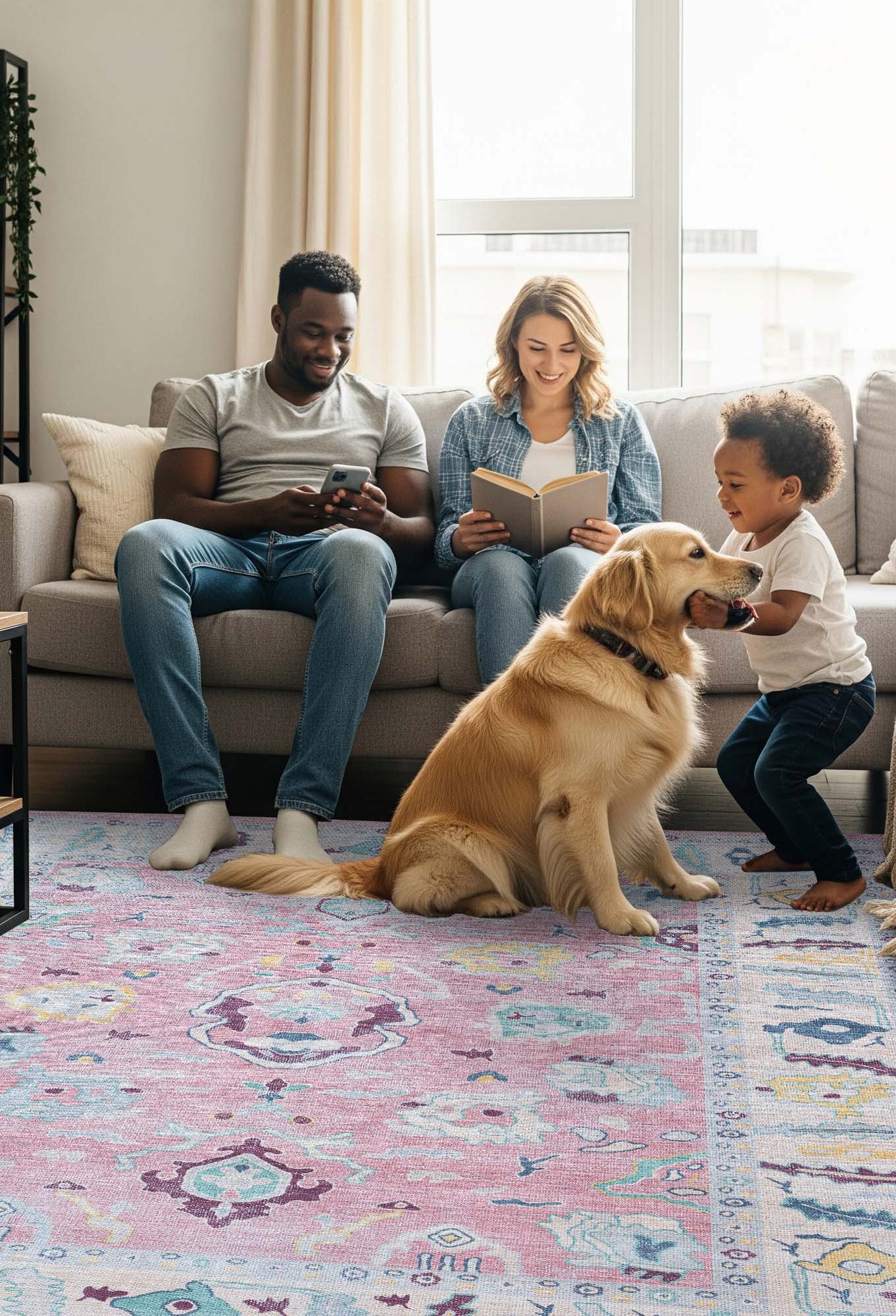 Alice Pale Pink Modern Oushak Rug