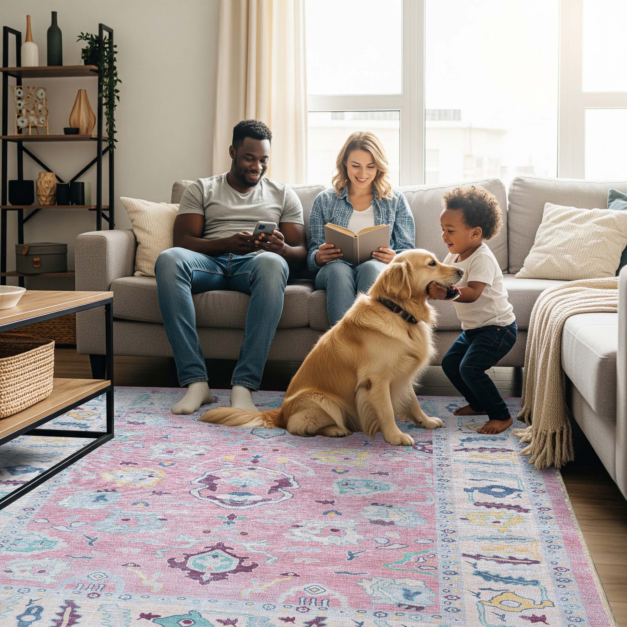 Alice Pale Pink Modern Oushak Rug