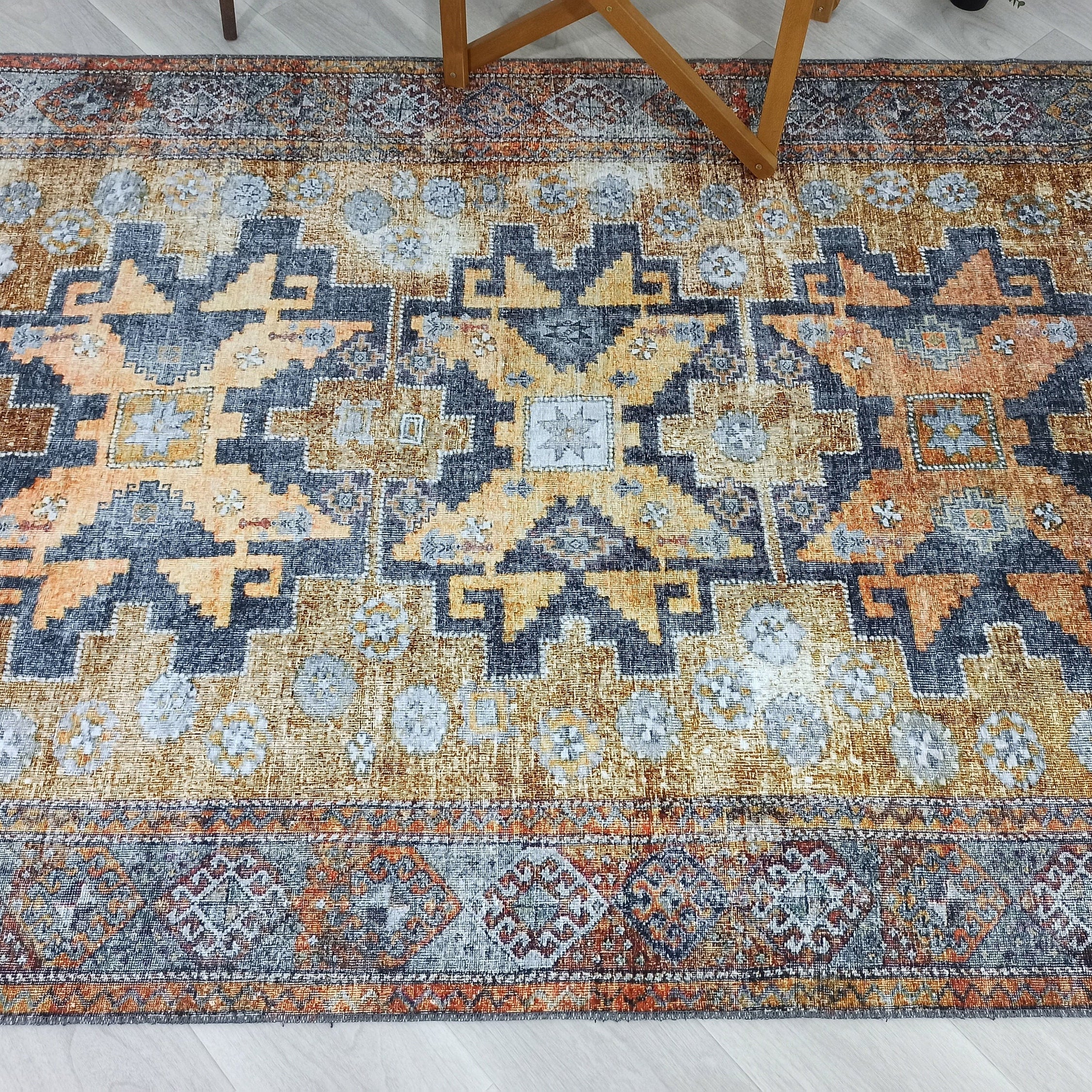 Alma2 Vintage Turkish Yellow Antique Rug