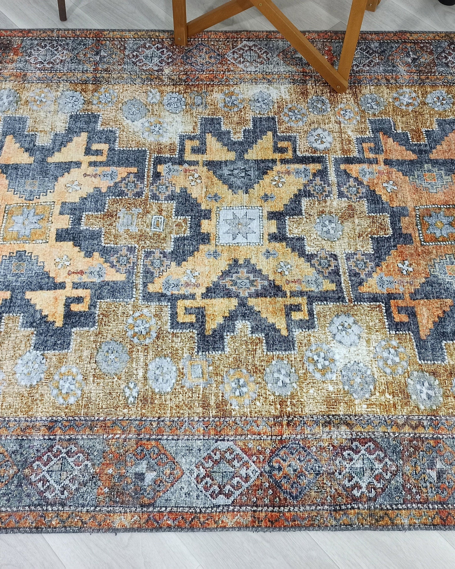 Alma2 Vintage Turkish Yellow Antique Rug