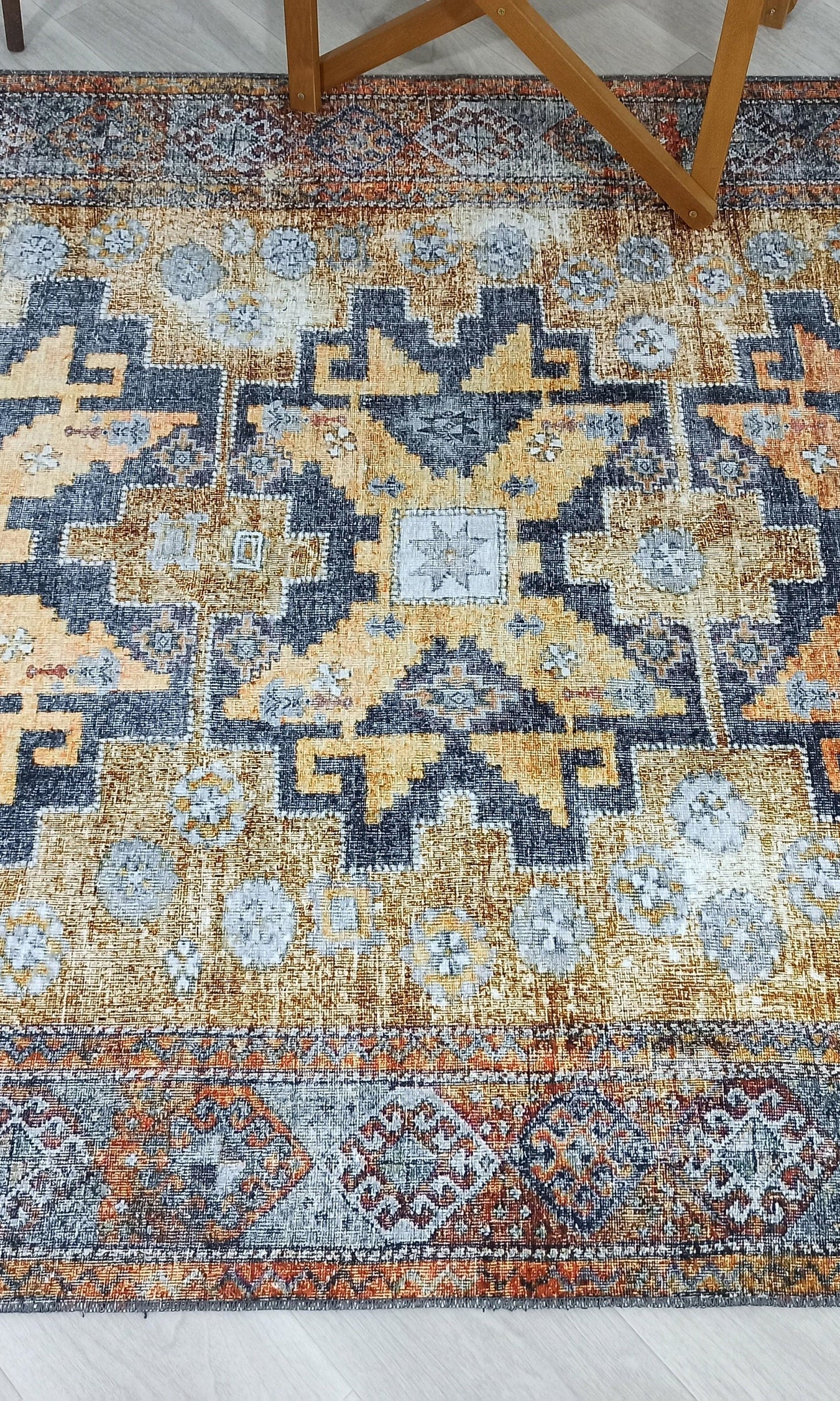 Alma2 Vintage Turkish Yellow Antique Rug