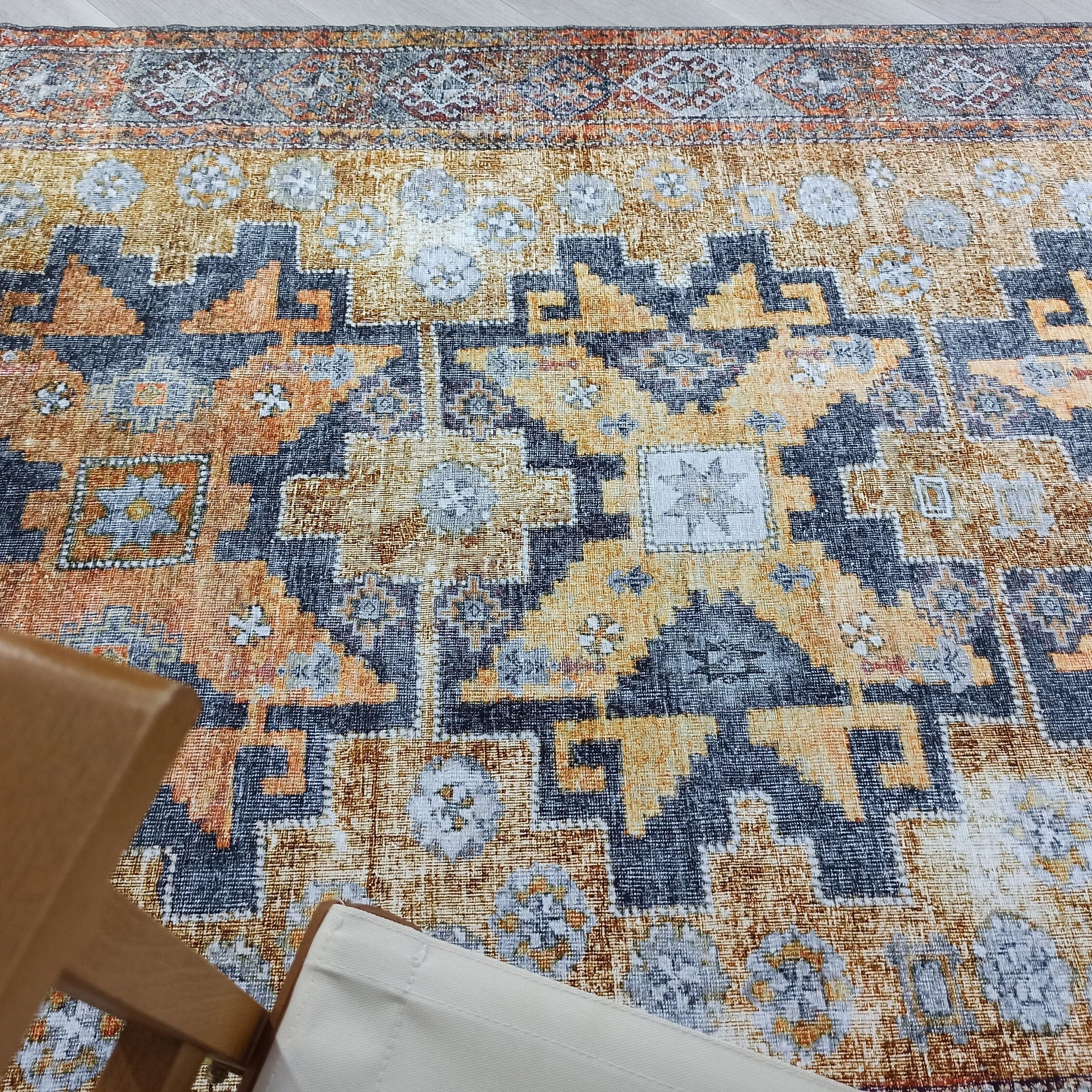 Alma2 Vintage Turkish Yellow Antique Rug