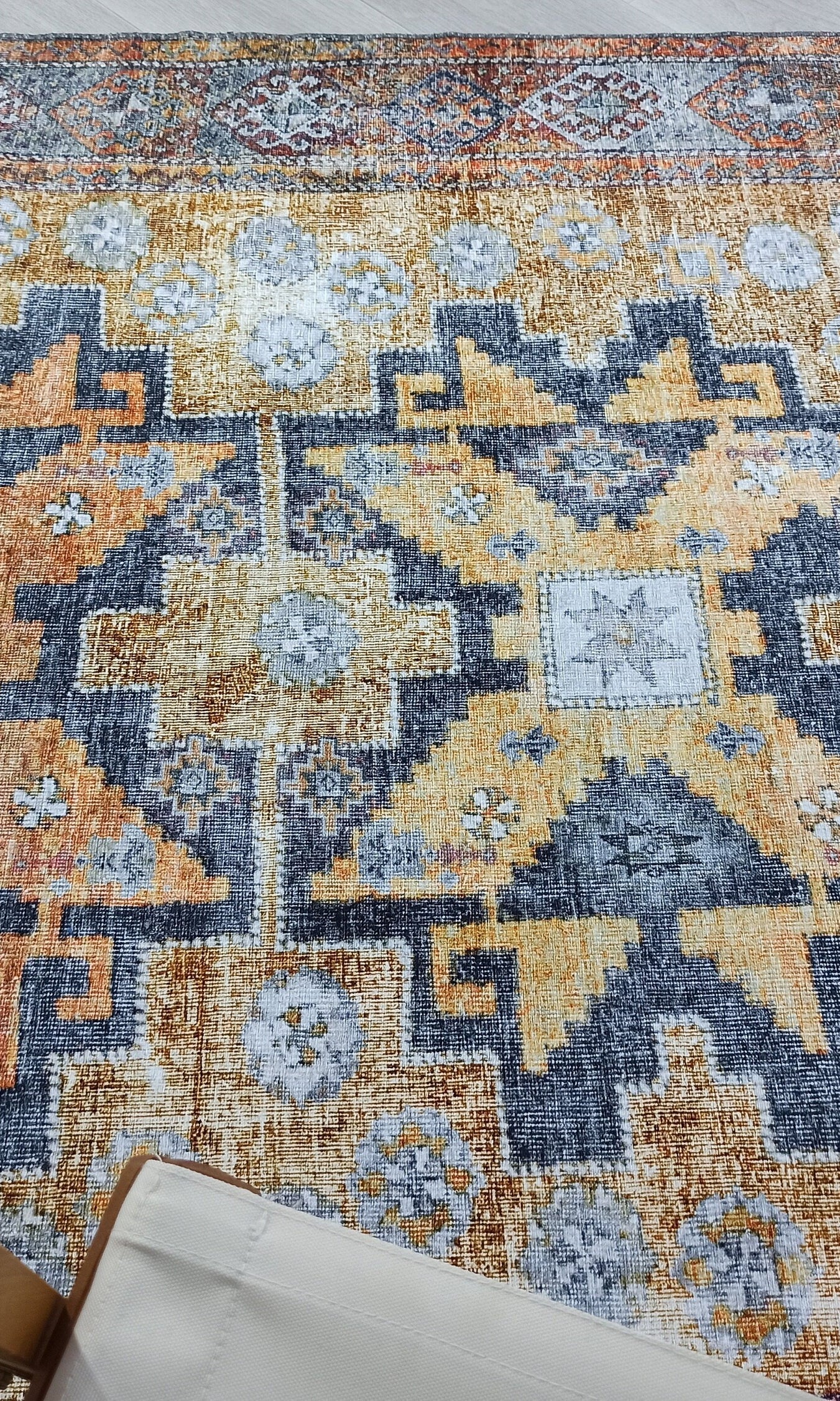 Alma2 Vintage Turkish Yellow Antique Rug