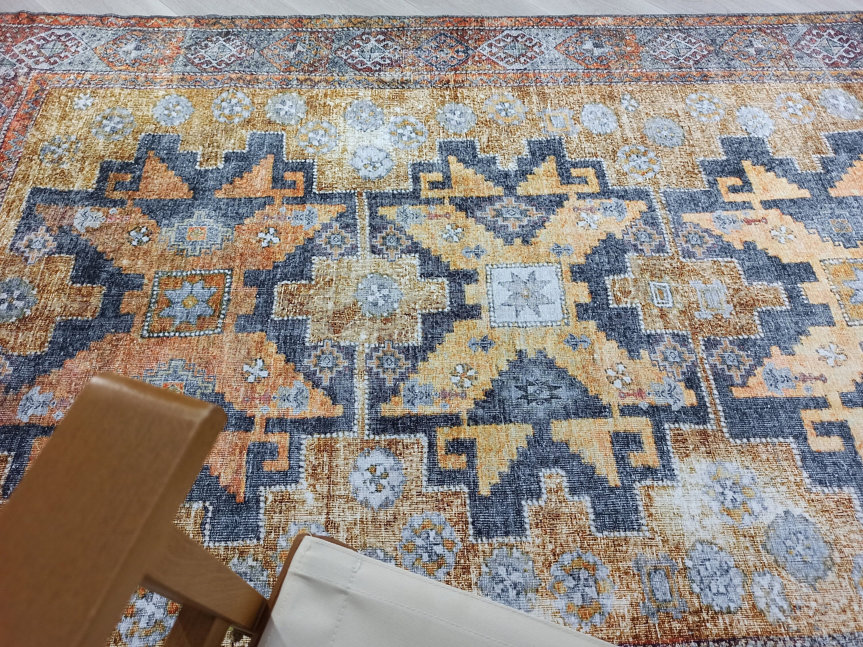 Alma2 Vintage Turkish Yellow Antique Rug