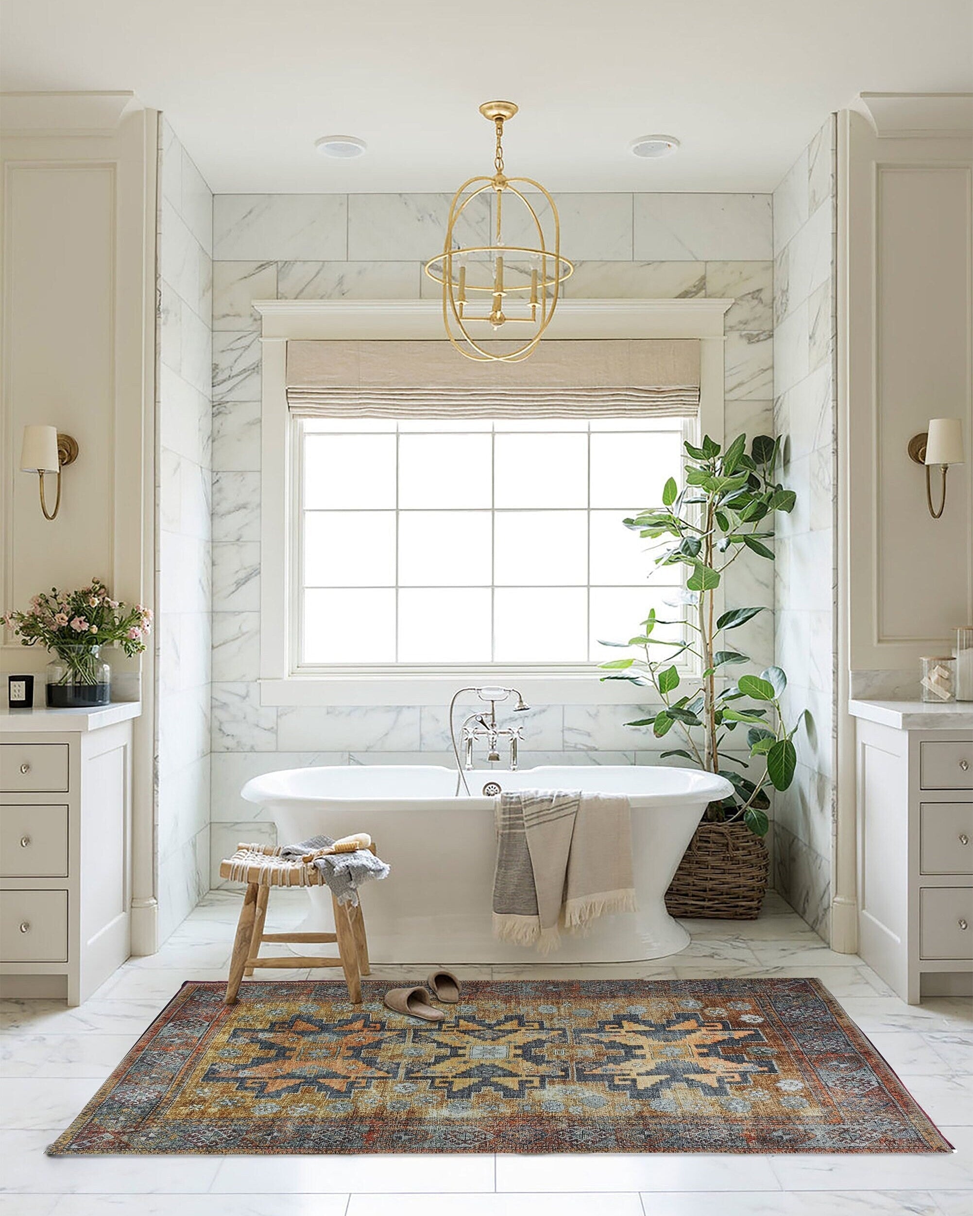 Alma2 Vintage Turkish Yellow Antique Rug