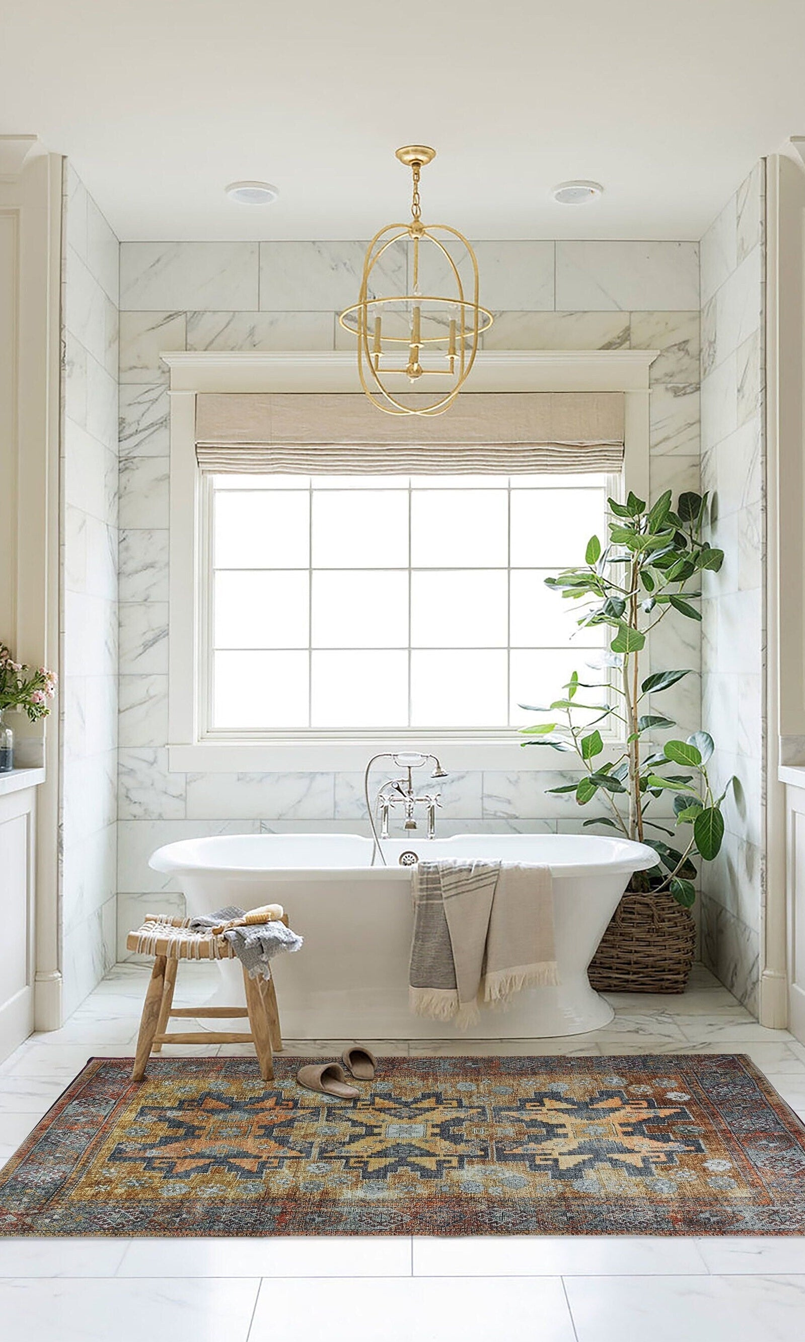 Alma2 Vintage Turkish Yellow Antique Rug