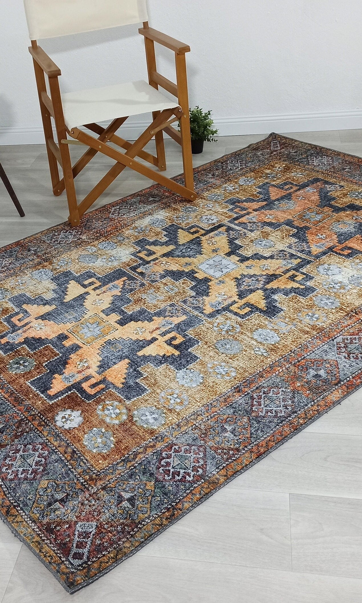 Alma2 Vintage Turkish Yellow Antique Rug