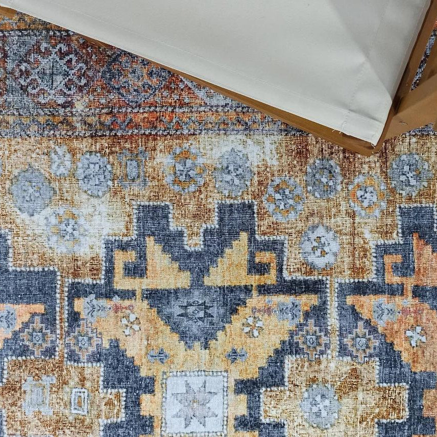 Alma2 Vintage Turkish Yellow Antique Rug