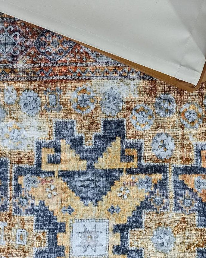 Alma2 Vintage Turkish Yellow Antique Rug