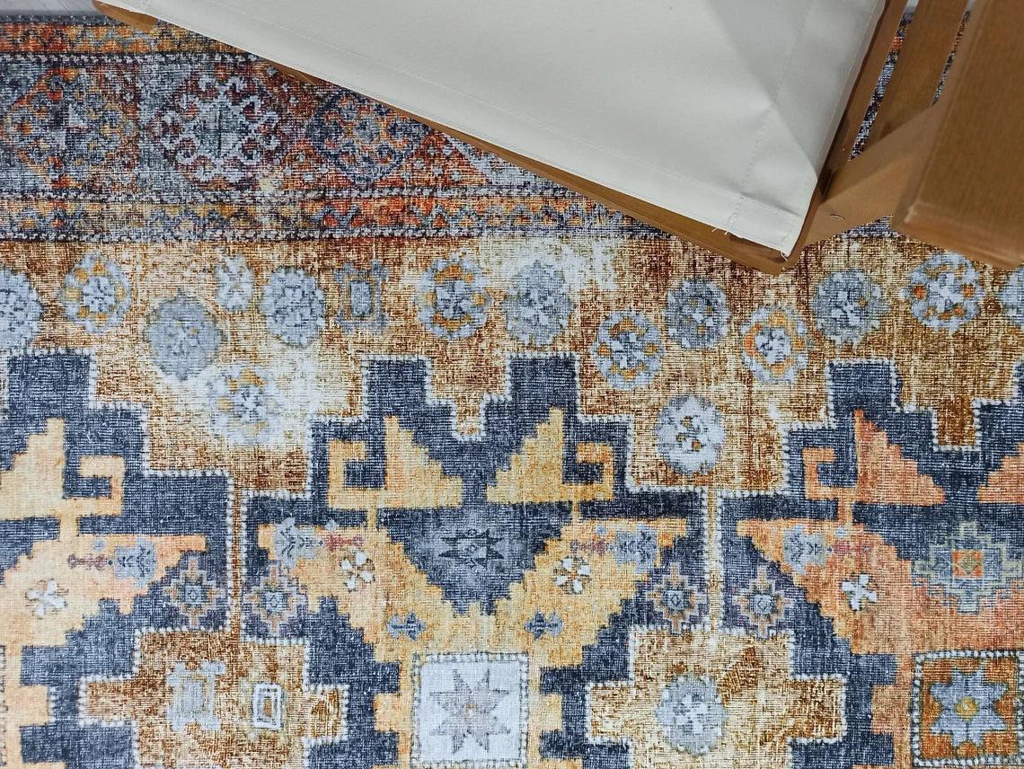 Alma2 Vintage Turkish Yellow Antique Rug