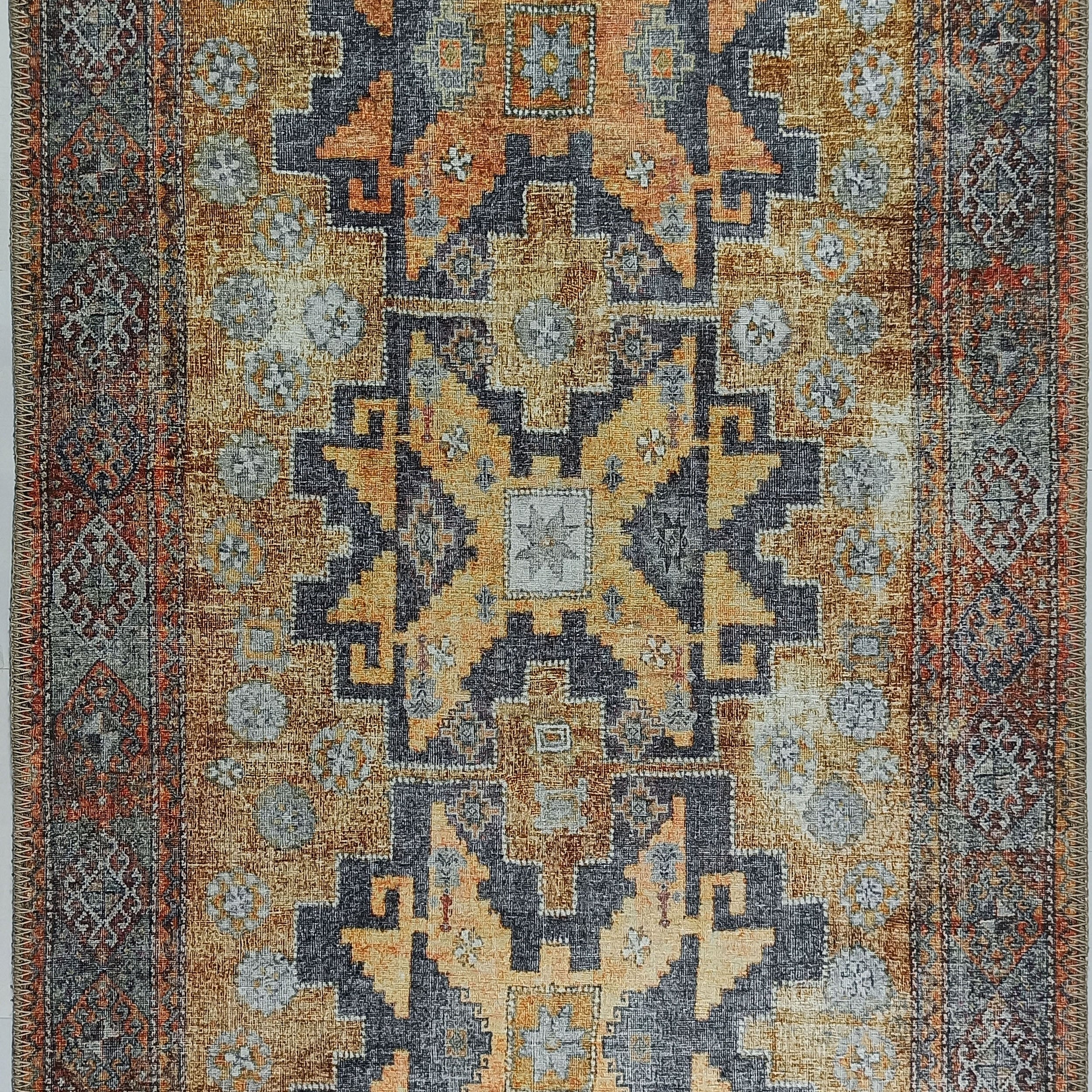 Alma2 Vintage Turkish Yellow Antique Rug