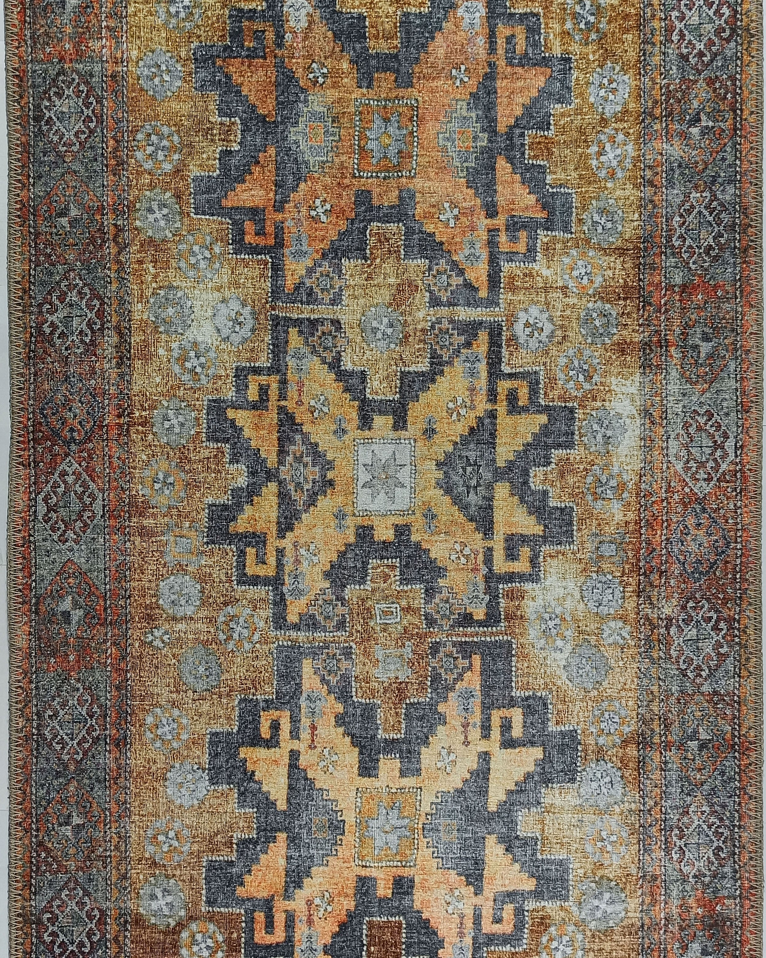 Alma2 Vintage Turkish Yellow Antique Rug