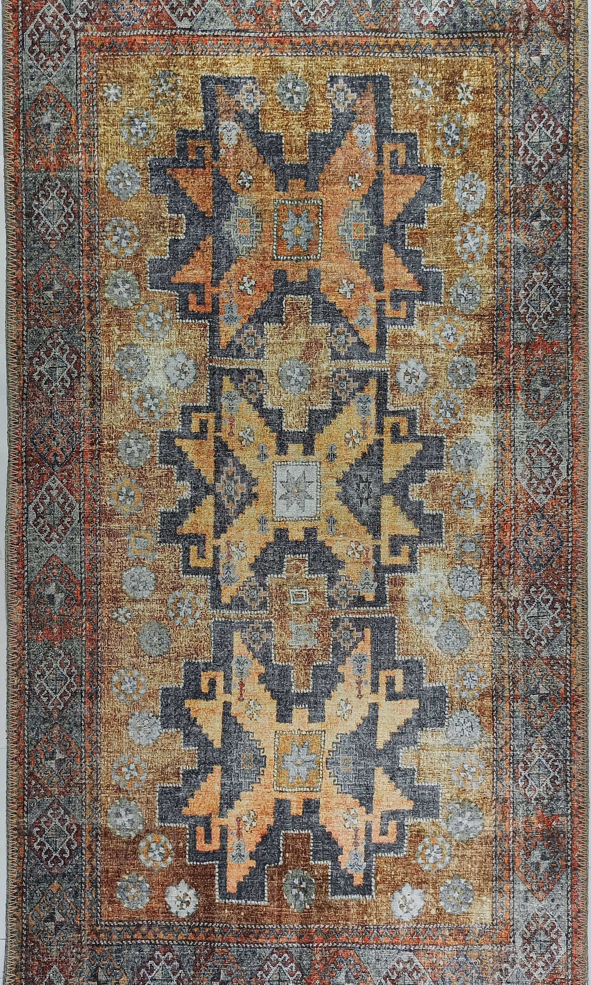 Alma2 Vintage Turkish Yellow Antique Rug
