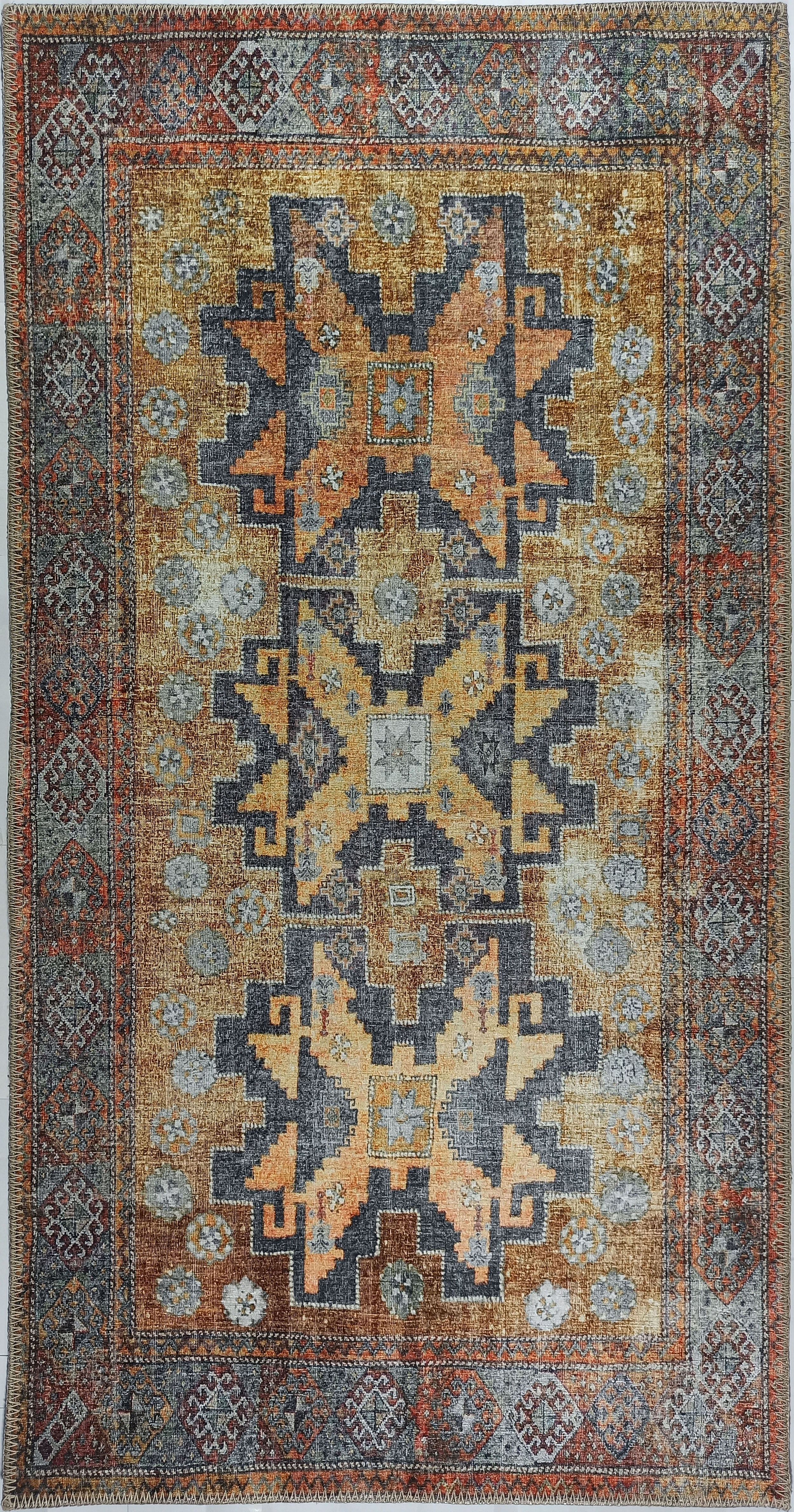 Alma2 Vintage Turkish Yellow Antique Rug