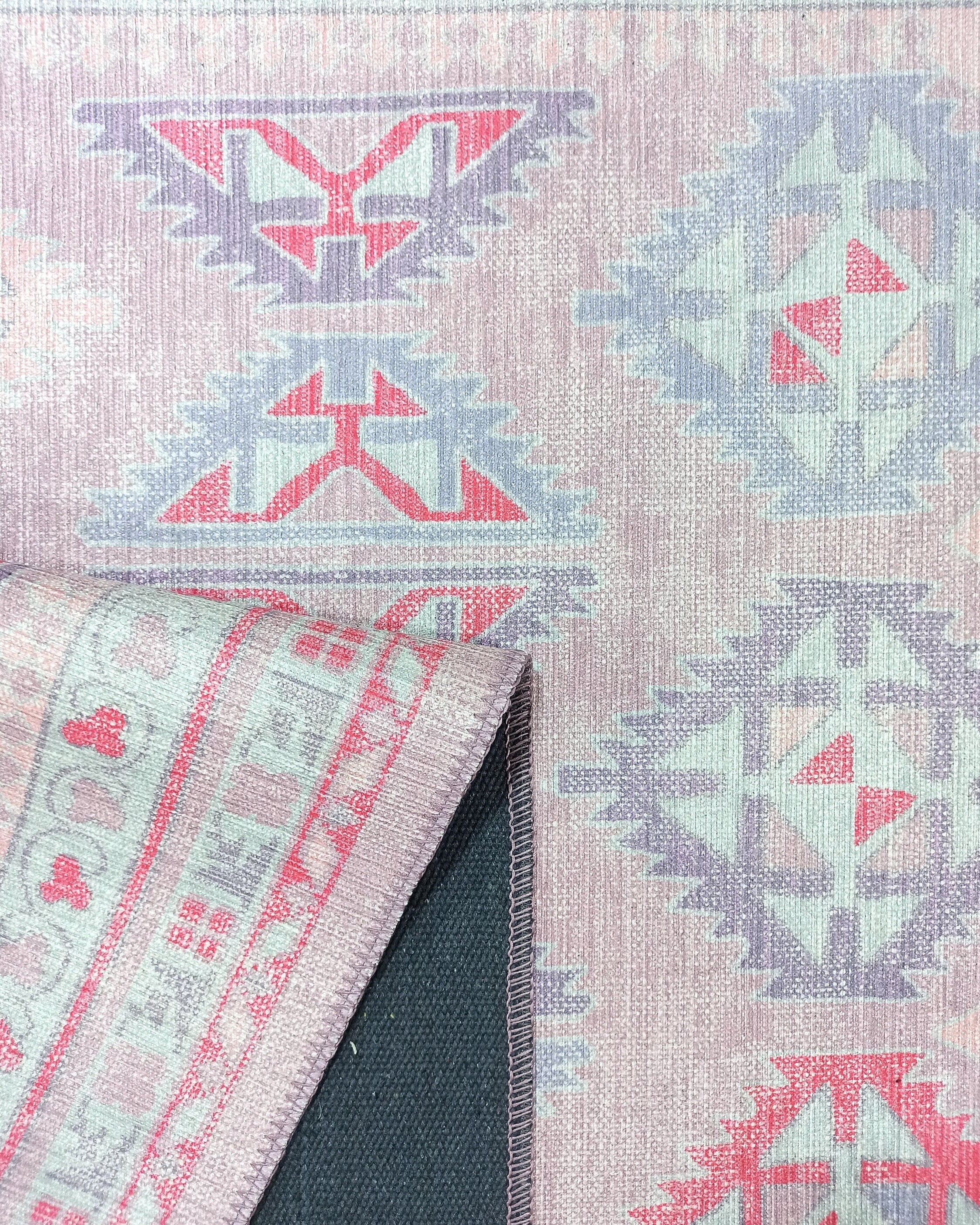 Alora Pink & Lavender Herki Vintage Oushak Rug