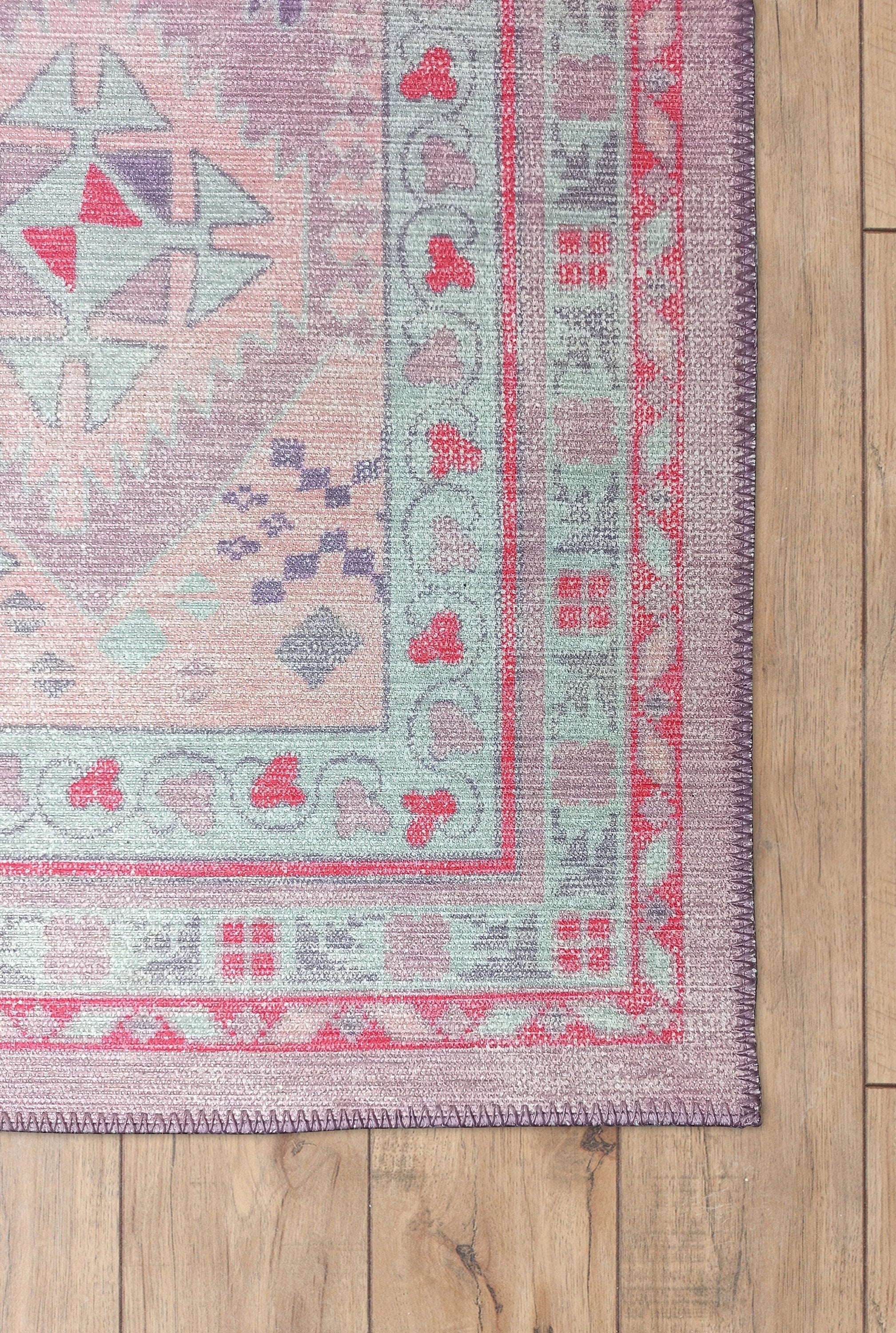 Alora Pink & Lavender Herki Vintage Oushak Rug