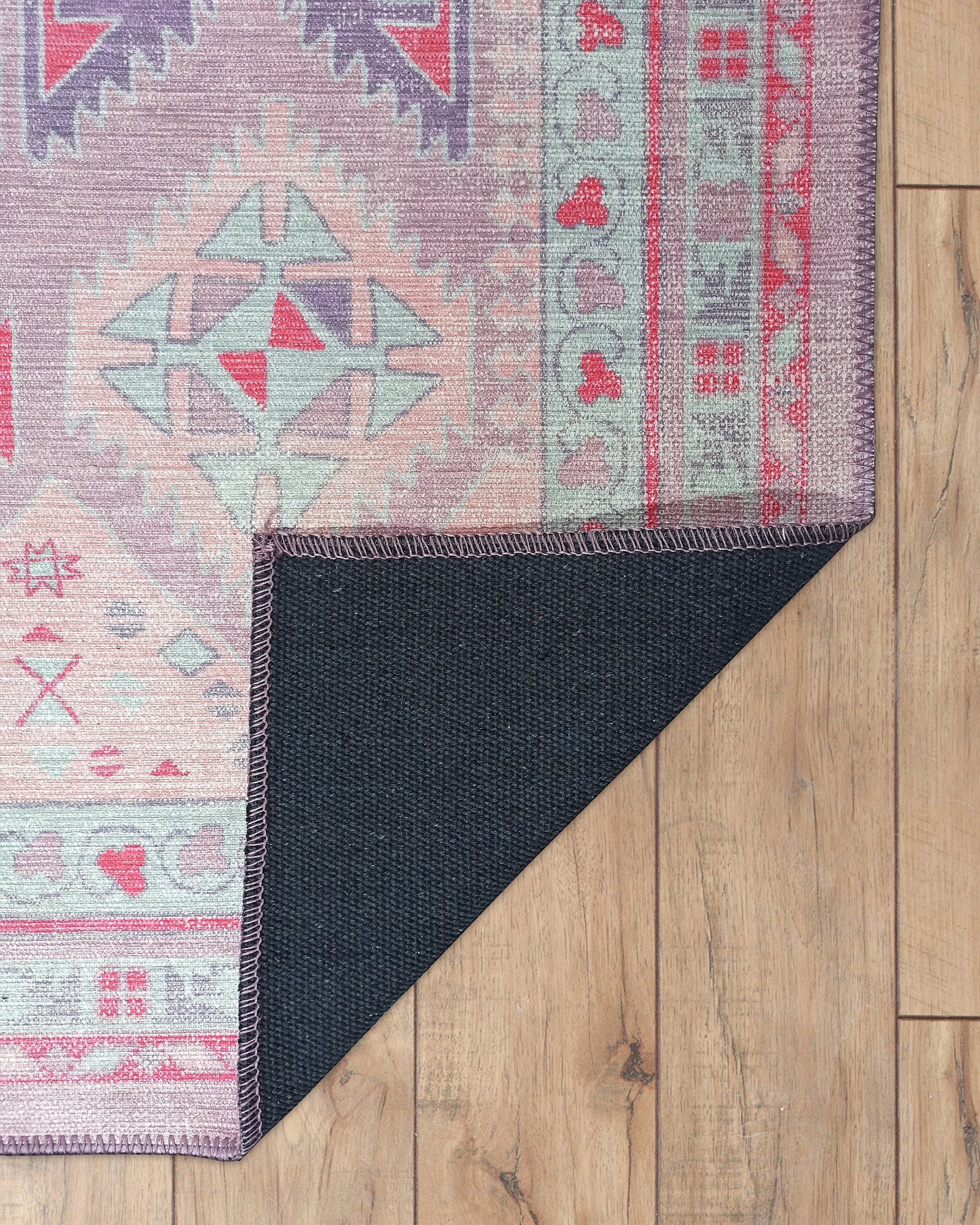 Alora Pink & Lavender Herki Vintage Oushak Rug