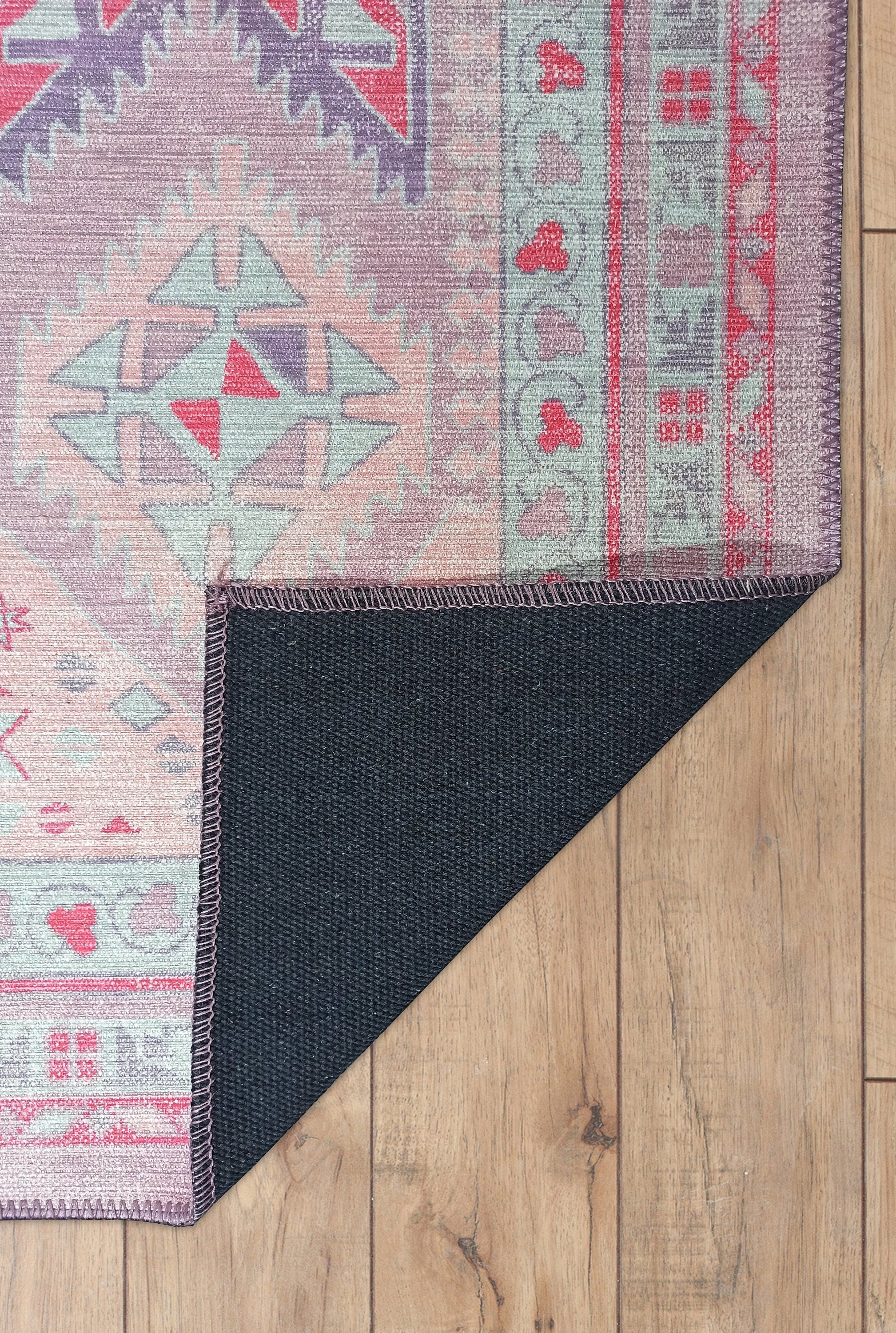 Alora Pink & Lavender Herki Vintage Oushak Rug