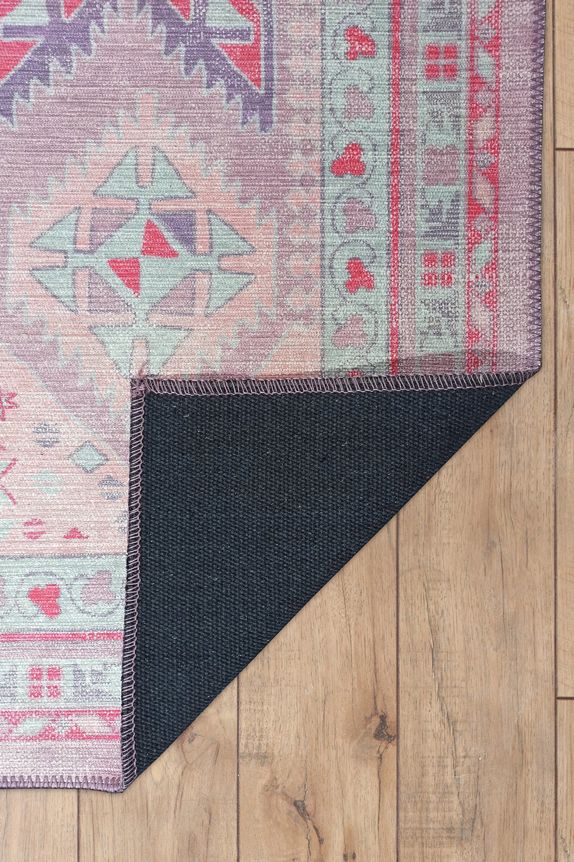 Alora Pink & Lavender Herki Vintage Oushak Rug