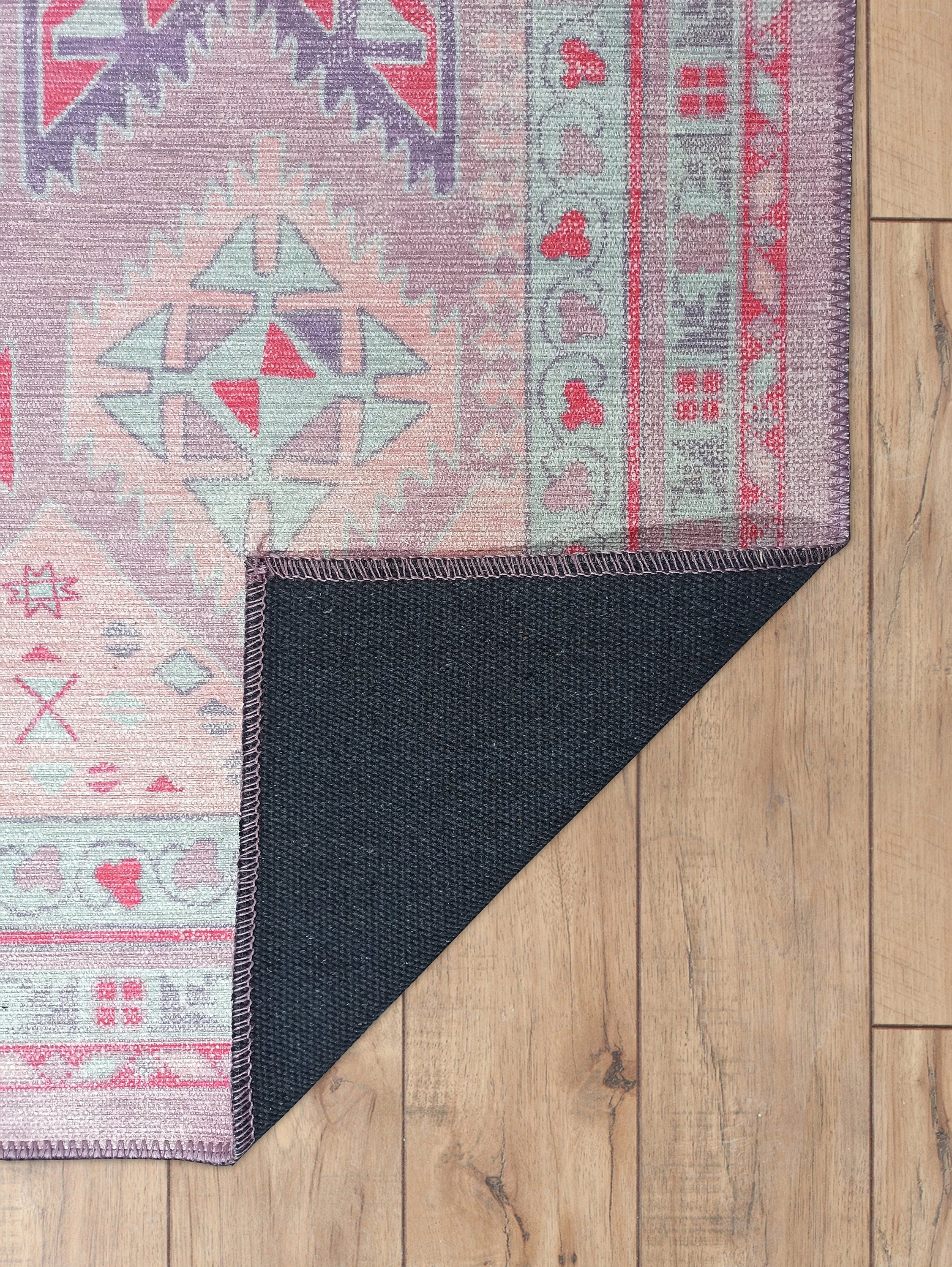 Alora Pink & Lavender Herki Vintage Oushak Rug
