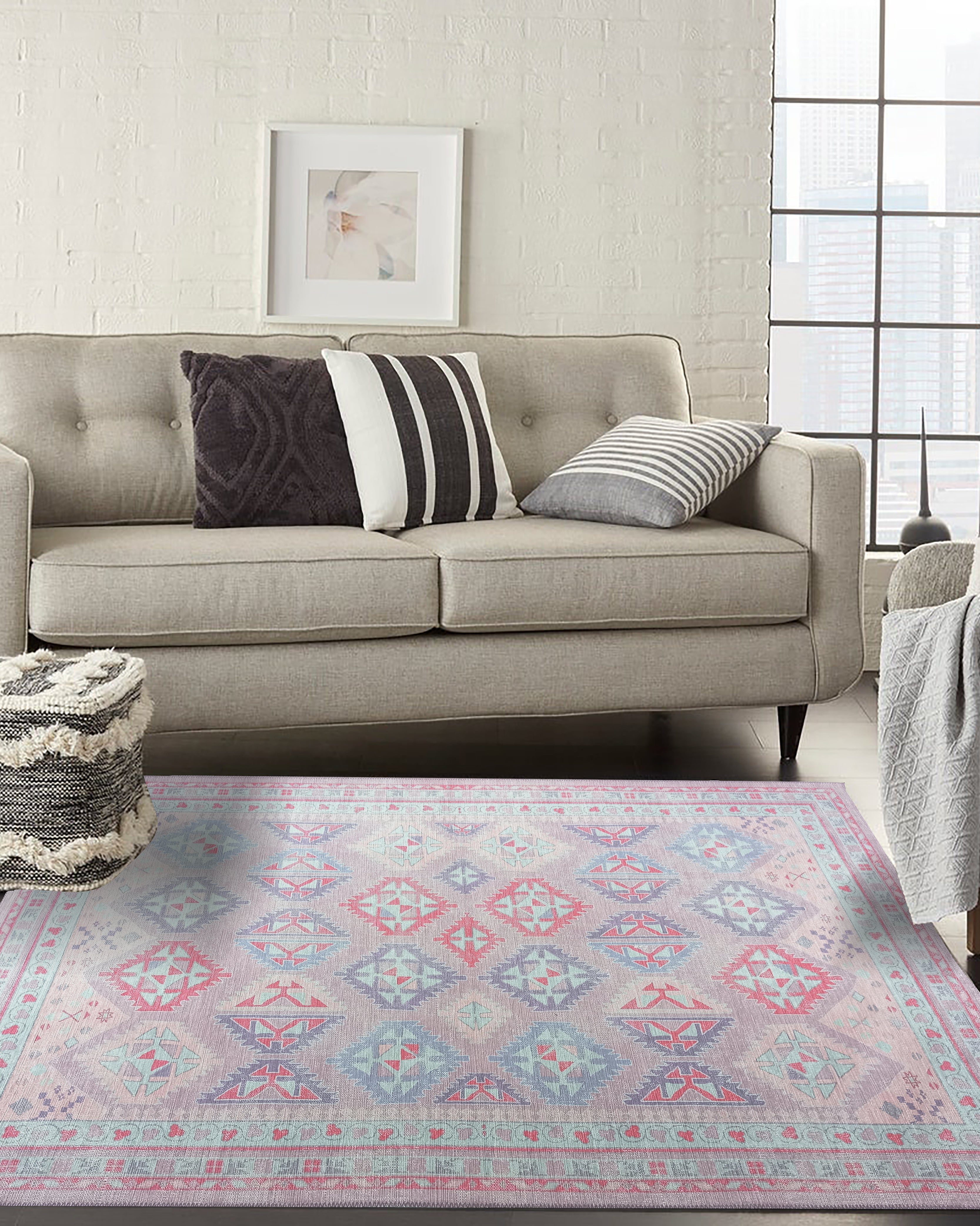 Alora Pink & Lavender Herki Vintage Oushak Rug