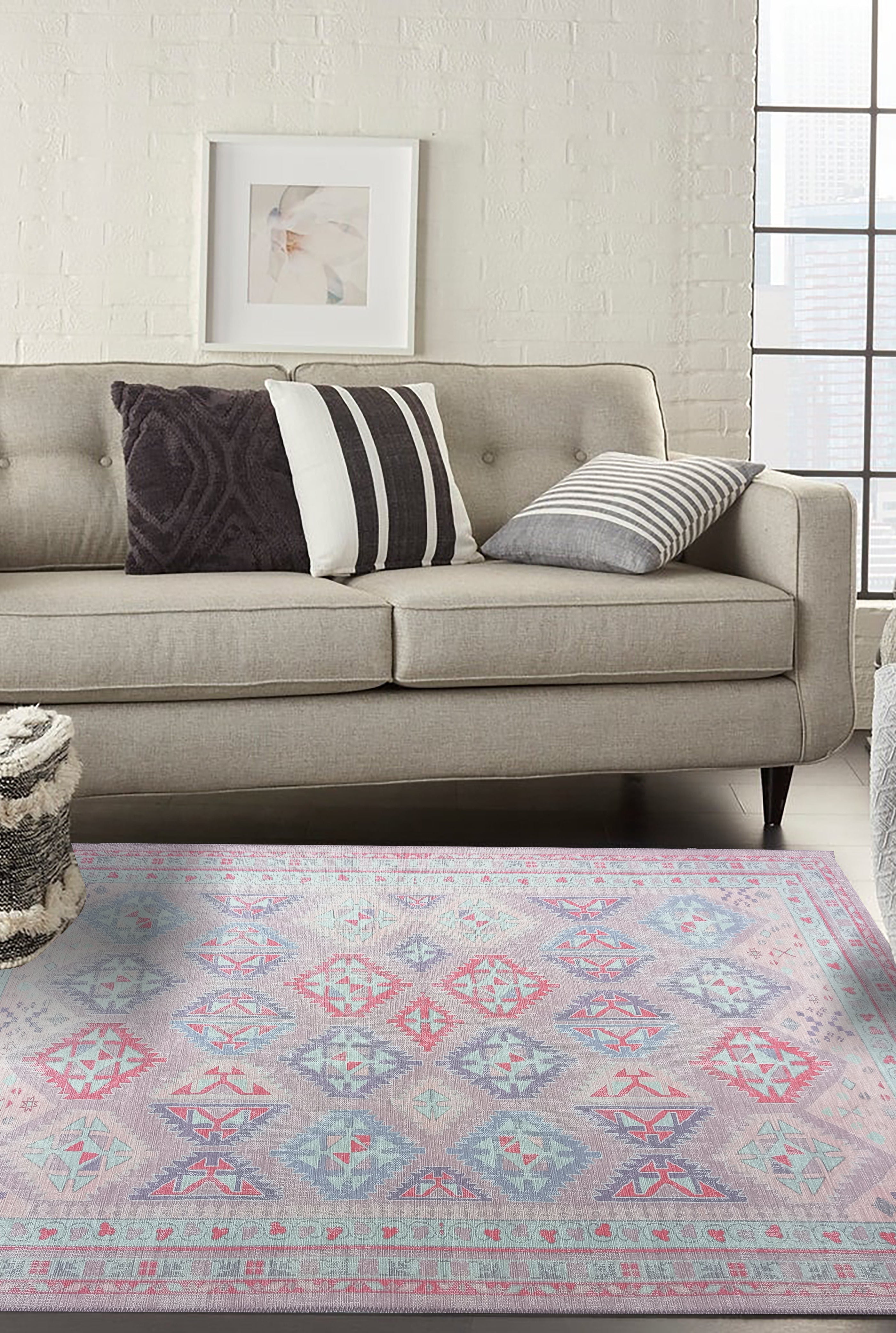 Alora Pink & Lavender Herki Vintage Oushak Rug