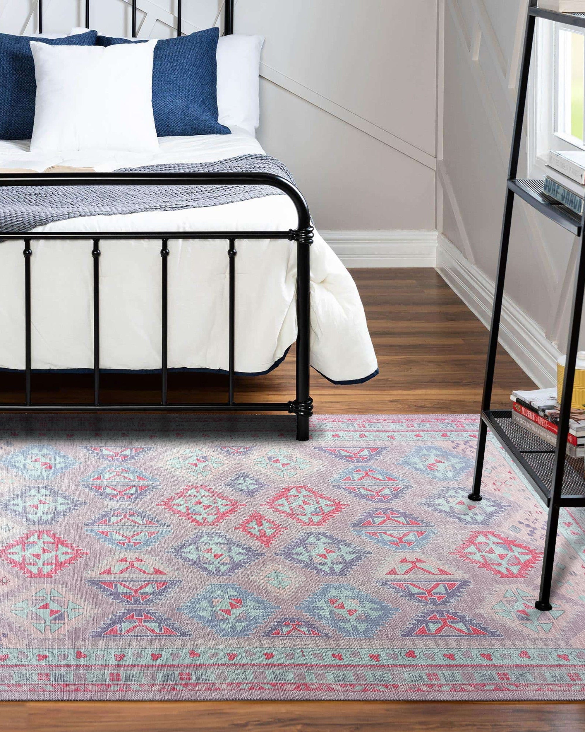 Alora Pink & Lavender Herki Vintage Oushak Rug